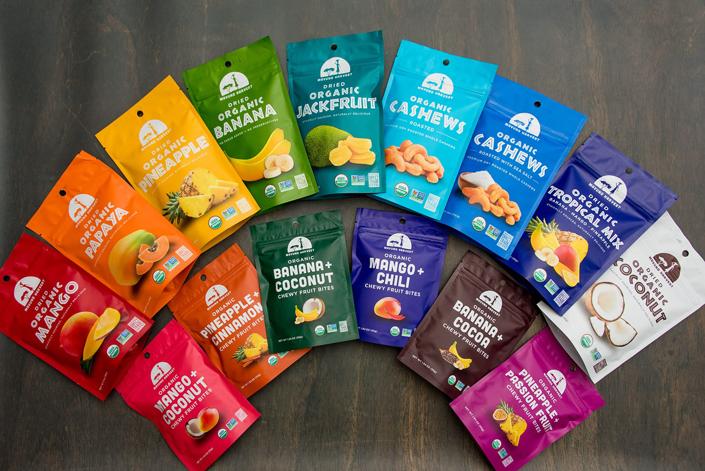 Mavuno Harvest Organic Dried Fruit Variety Pack | Dried Mango, Papaya, Pineapple, Banana, Jackfruit, & Tropical Mix | Healthy, V