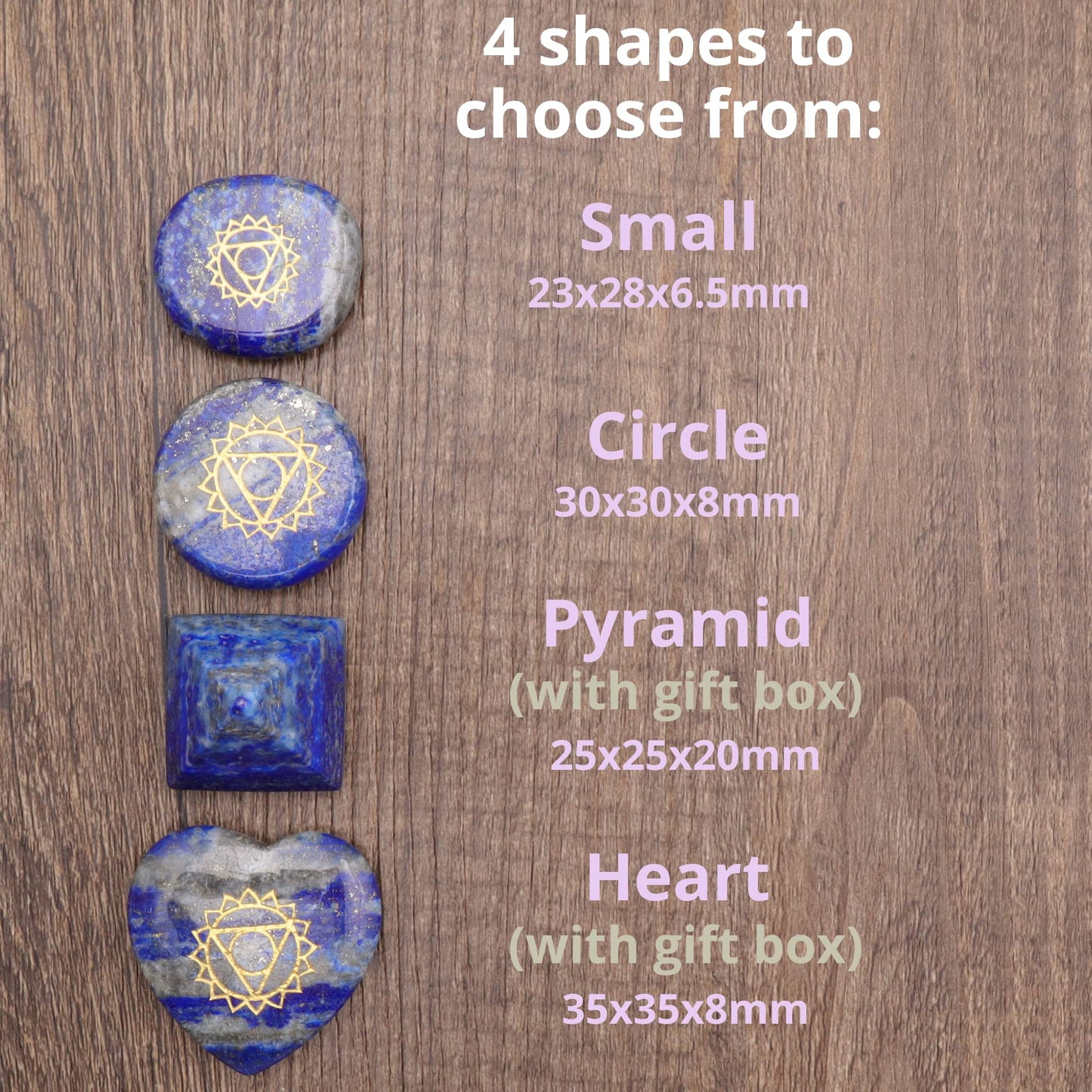 Naturewonders All Natural 7 Chakra Stone Set (Heart-Shaped) With Engraved Symbols (Gift Box, Information Brochure & Pouch) - Hea