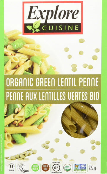 Explore Cuisine Green Lentil Penne, 8 Ounce
