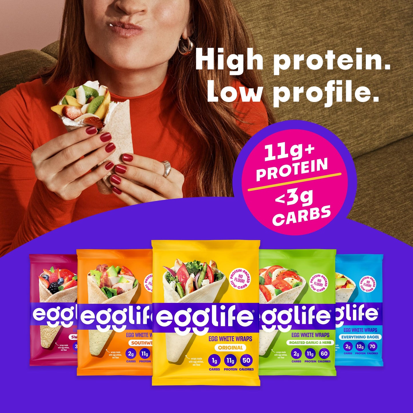 Egglife Sweet Cinnamon Egg White Wrap - (6 Count) - Refrigerated, Flourless, Gluten Free Wraps - Low Carb Tortilla Alternative