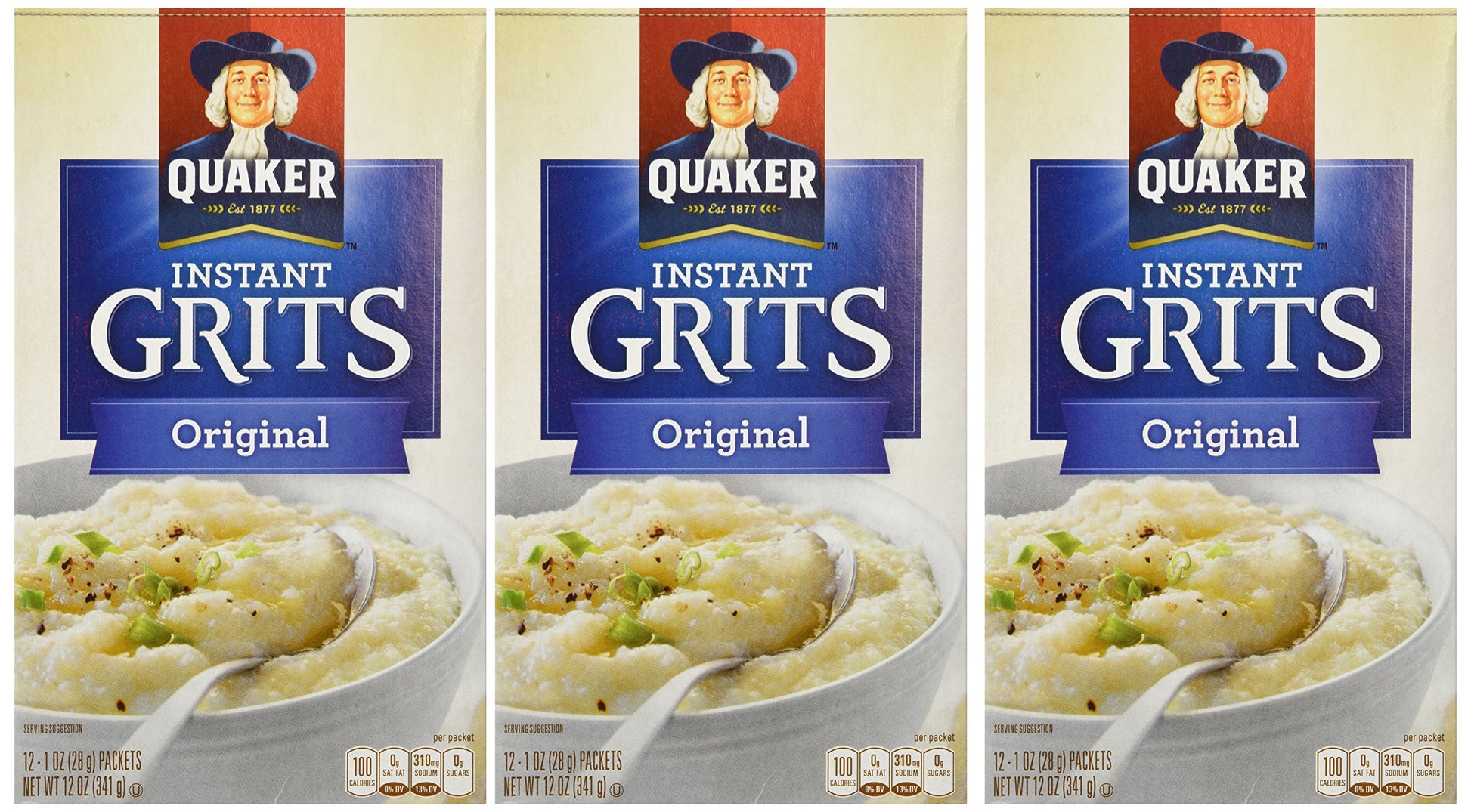 Quaker, Instant Grits, Original, 10 Count, 9.8oz Box (Pack of 3)