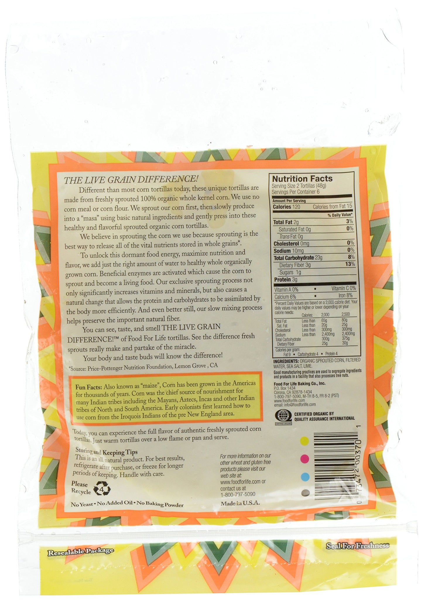 Food For Life, Tortillas, Sprouted Corn, Wheat Free, Organic, 10 oz (Frozen)