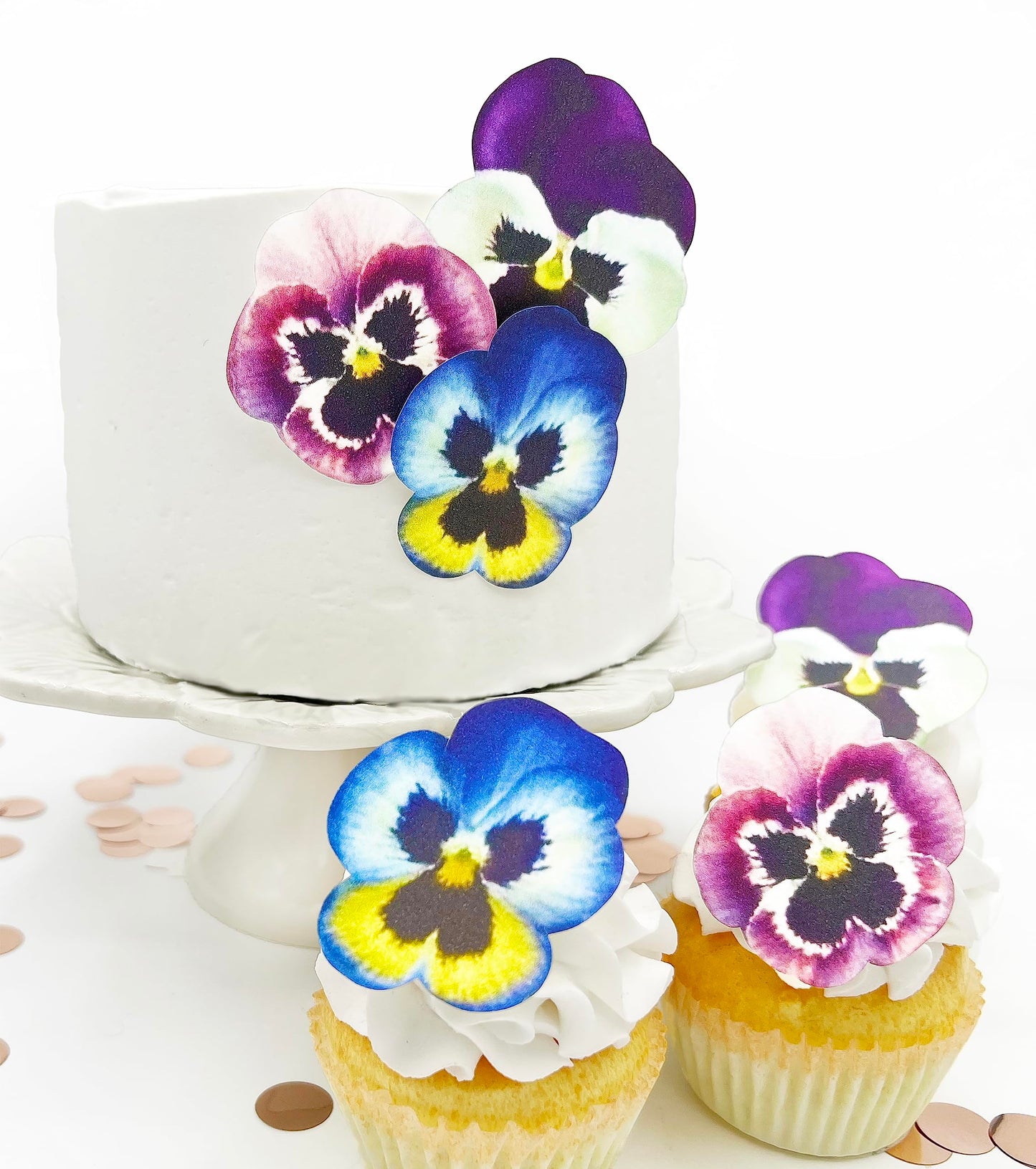 Sugar Robot Inc. Edible Pansies for Cake Decorating - Set of 12 - Small - 2.5 inches x 2.5 inches - Blue