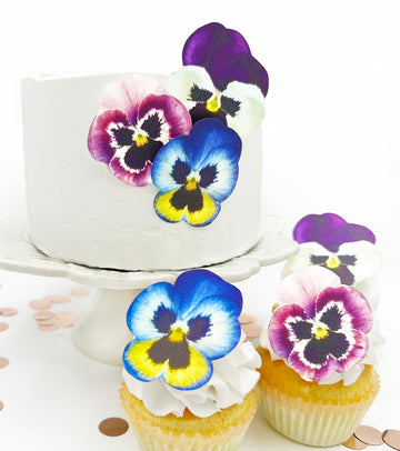Sugar Robot Inc. Edible Pansies for Cake Decorating - Set of 12 - Small - 2.5 inches x 2.5 inches - Blue
