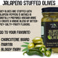 Green Jay Gourmet Jalapeno Stuffed Olives - All Natural - 2 x 16 Oz - Perfect for Cocktails & Cheese Boards