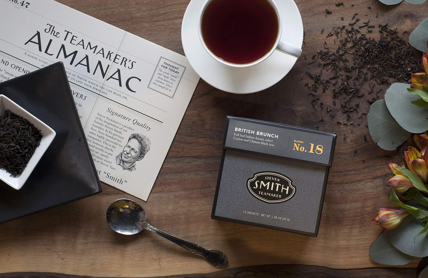 STEVEN SMITH TEAMAKER British Brunch No. 18 Black Tea - Assam, Ceylon & China, Sugar-Free, 90 Sachets (6 Packs of 15)