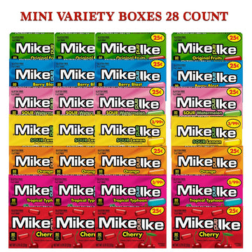 Rebel Smuggling Galactic Emporium Mike and Ike Candy Bulk Variety Gift Basket - 28 Pack, 7 Flavors, 4 Mini Boxes Each