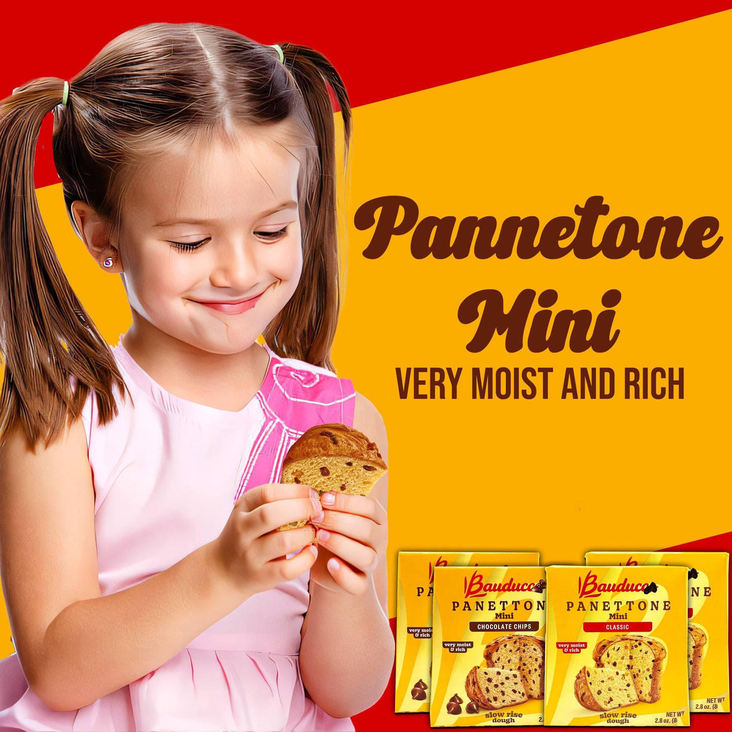 Panettone Cakes Variety Pack, 4 Pack (2.8 Oz Each), Individually Wrapped Mini Classic Sweet Bread, Classic Moist Fresh Fruit And