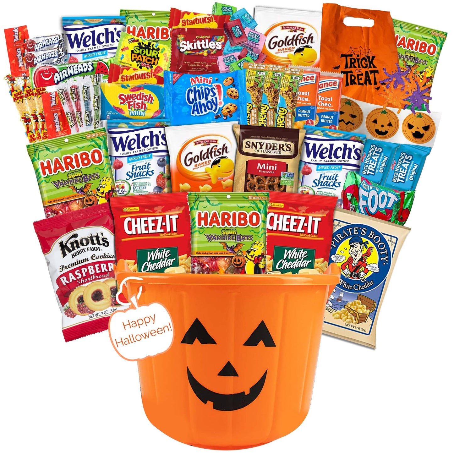 Halloween Snacks Gift Basket With Candy, Cookies, Bars & Snacks (38 Count) - Fun Halloween Care Package For College Students, Teens & Mature-Themeds, Trick Or Treat Sampler For Parties & Sharing