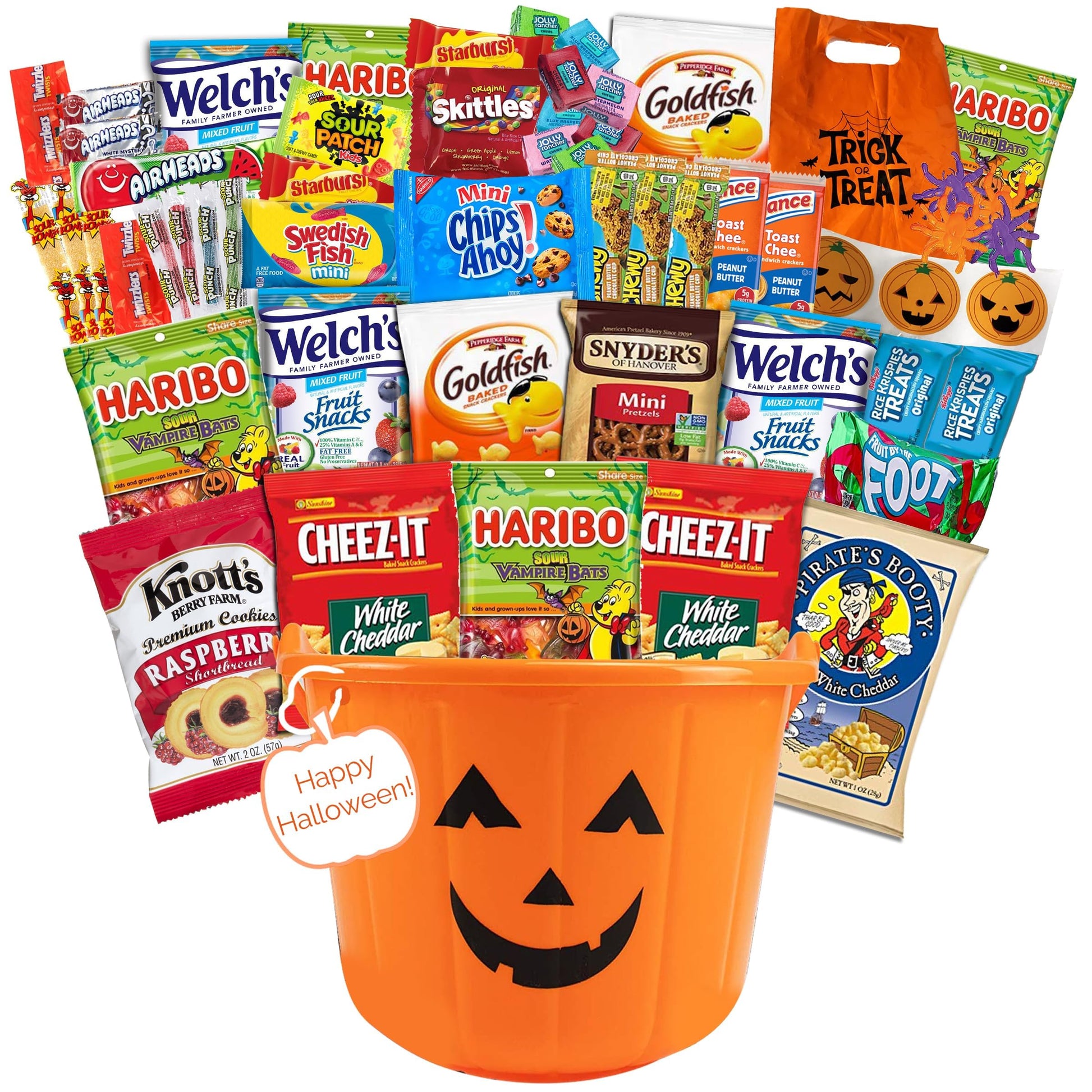 Halloween Snacks Gift Basket With Candy, Cookies, Bars & Snacks (38 Count) - Fun Halloween Care Package For College Students, Teens & Mature-Themeds, Trick Or Treat Sampler For Parties & Sharing