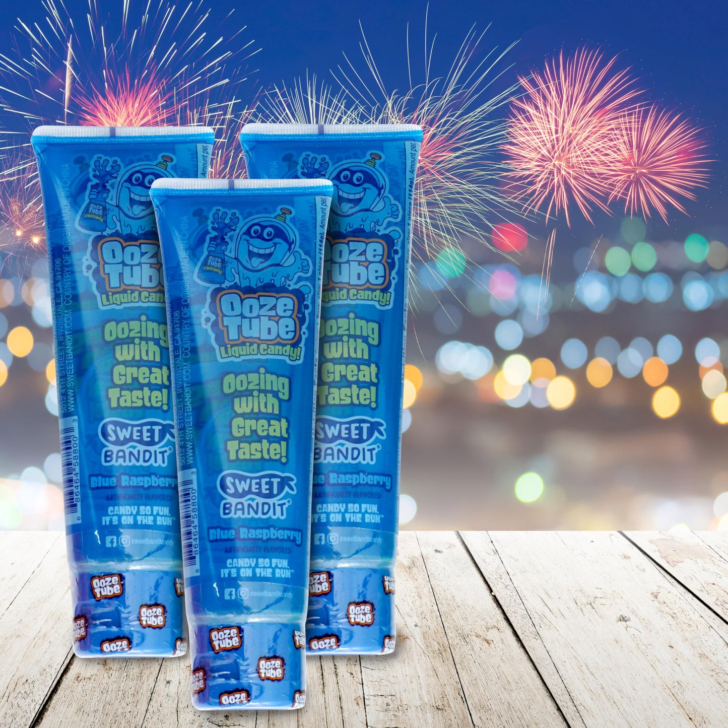 Ooze Tube Liquid Candy Blue Raspberry - 3 Pack (4 Ounce Each) by The Hampton Candy Company - Fun Flavor Treats for Kids and Adults