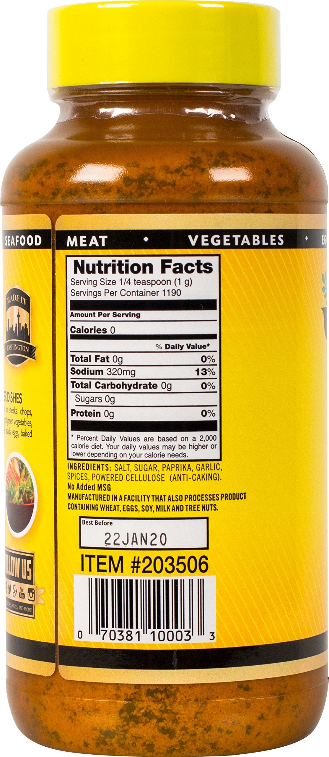 Johnnys Seasoning Salt, No Msg, 42 Oz
