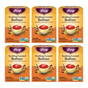 Yogi Tea Soothing Caramel Bedtime Tea - 16 Tea Bags Per Pack (6 Packs) - Calming Sleep Tea - Supports Good Sleep - Includes Cham
