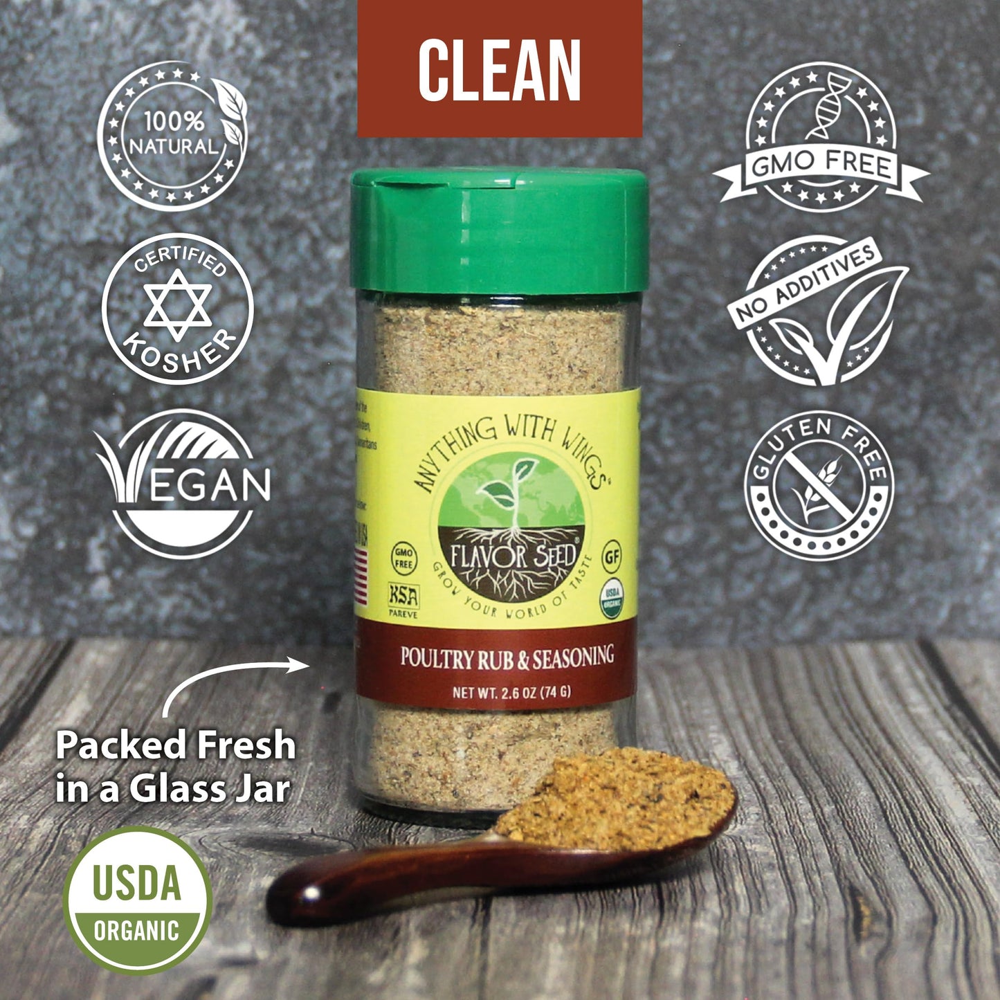 Flavor Seed Organic Poultry Seasoning, Anything With Wings, Carnivore & Keto Friendly Gourmet Dry Rub For Chicken Wings, Turkey,