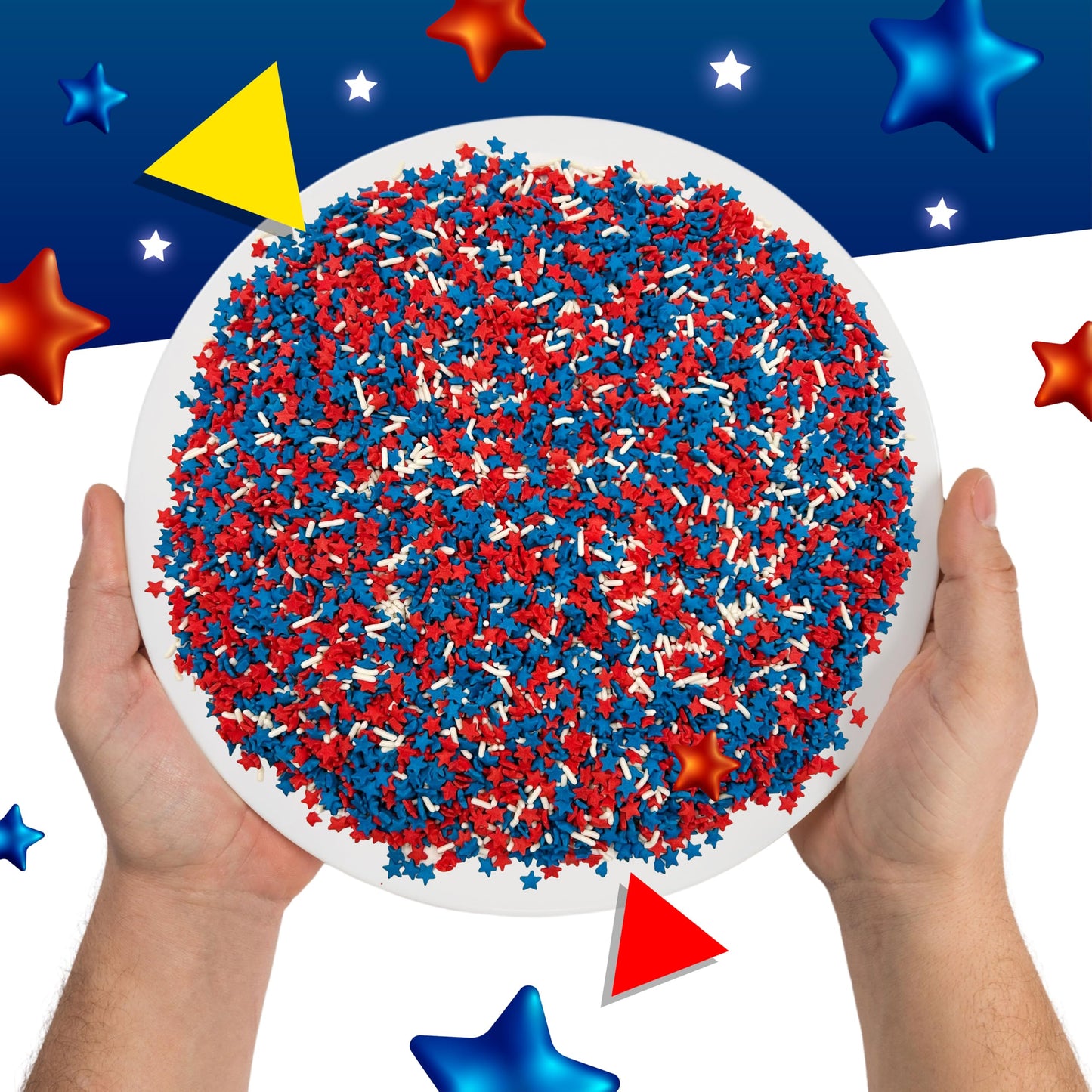 Red White and Blue Sprinkles | 1 Pound Bag | Patriotic Stars and Stripes Sprinkles for 4th of July Desserts, Cupcakes, Cookies,