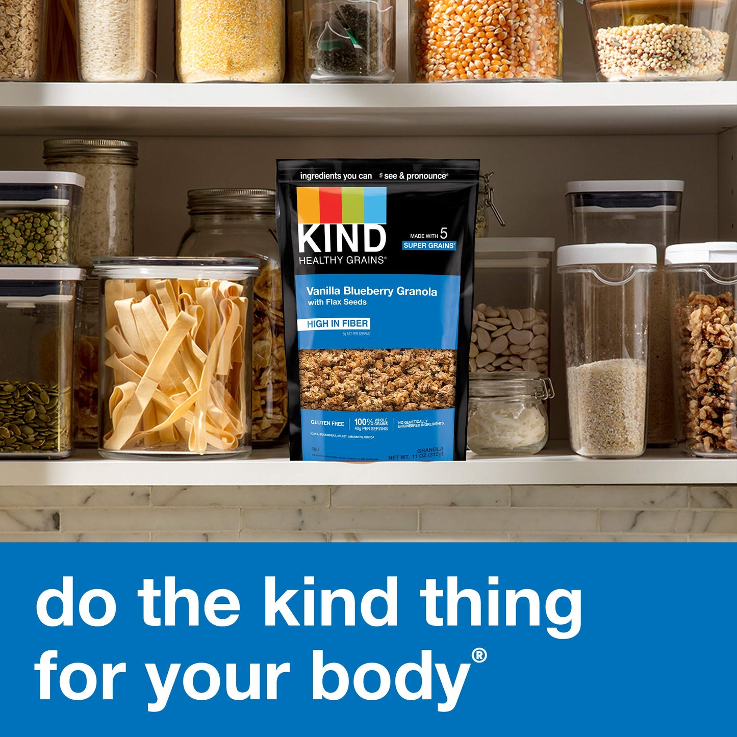 Kind Healthy Grains Granola, Healthy Snack, Vanilla Blueberry Granola With Flax Seeds, Snack Mix, 3 Count, 33 Oz Total
