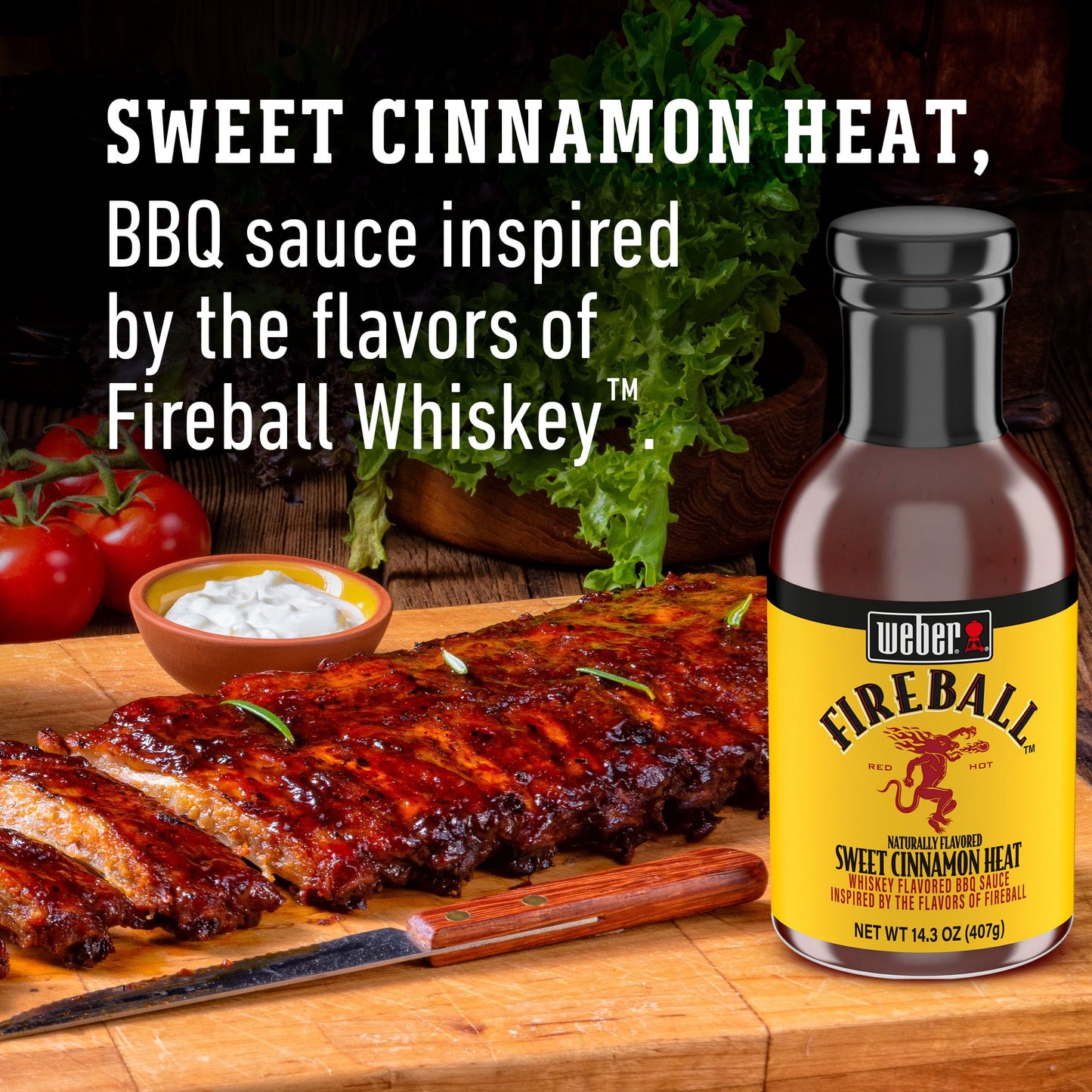Weber Fireball spirit-inspired flavor Flavored BBQ Sauce, 14.3 oz, Model 1165756