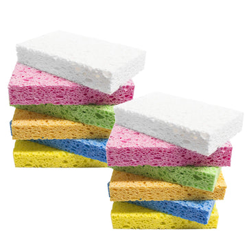 Scrub Sponge,Heavy Duty Color Cellulose Sponge,Clean Tough Messes Without Scratching (12 Pack)