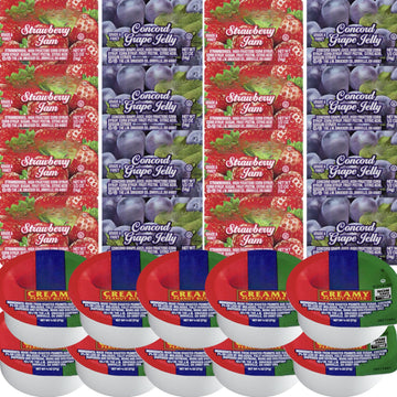 Pack Of 30 Single-Serve Pb&J Cups - 10 Grape Jelly  10 Strawberry Jam  10 Creamy Peanut Butter - Variety Snack Pack For School Lunches  Tpartyl & Camping