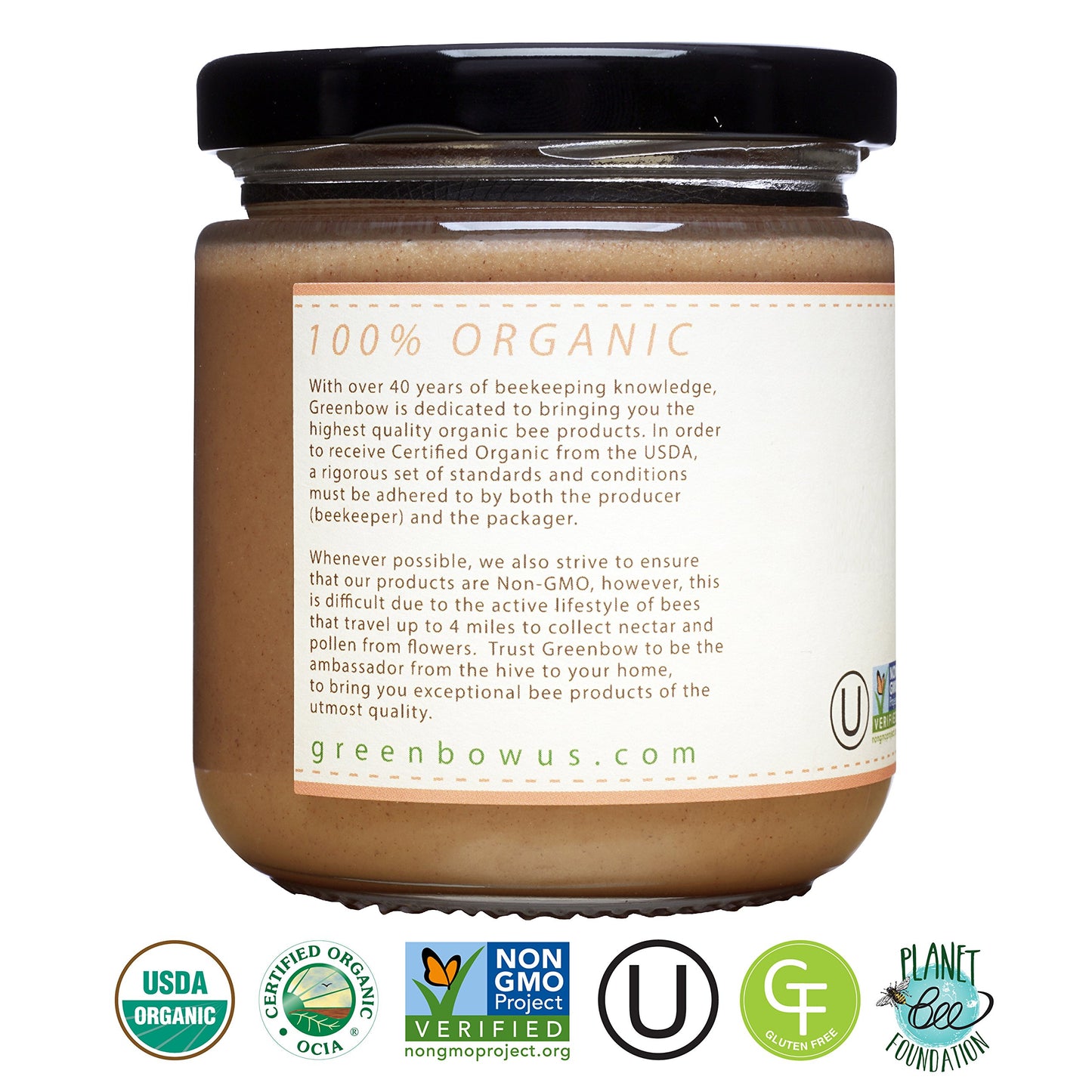 Greenbow Organic Honey With Cinnamon - 100% Usda Certified Organic, Non-Gmo, Gluten Free Organic Cinnamon Honey - Whole Food Org