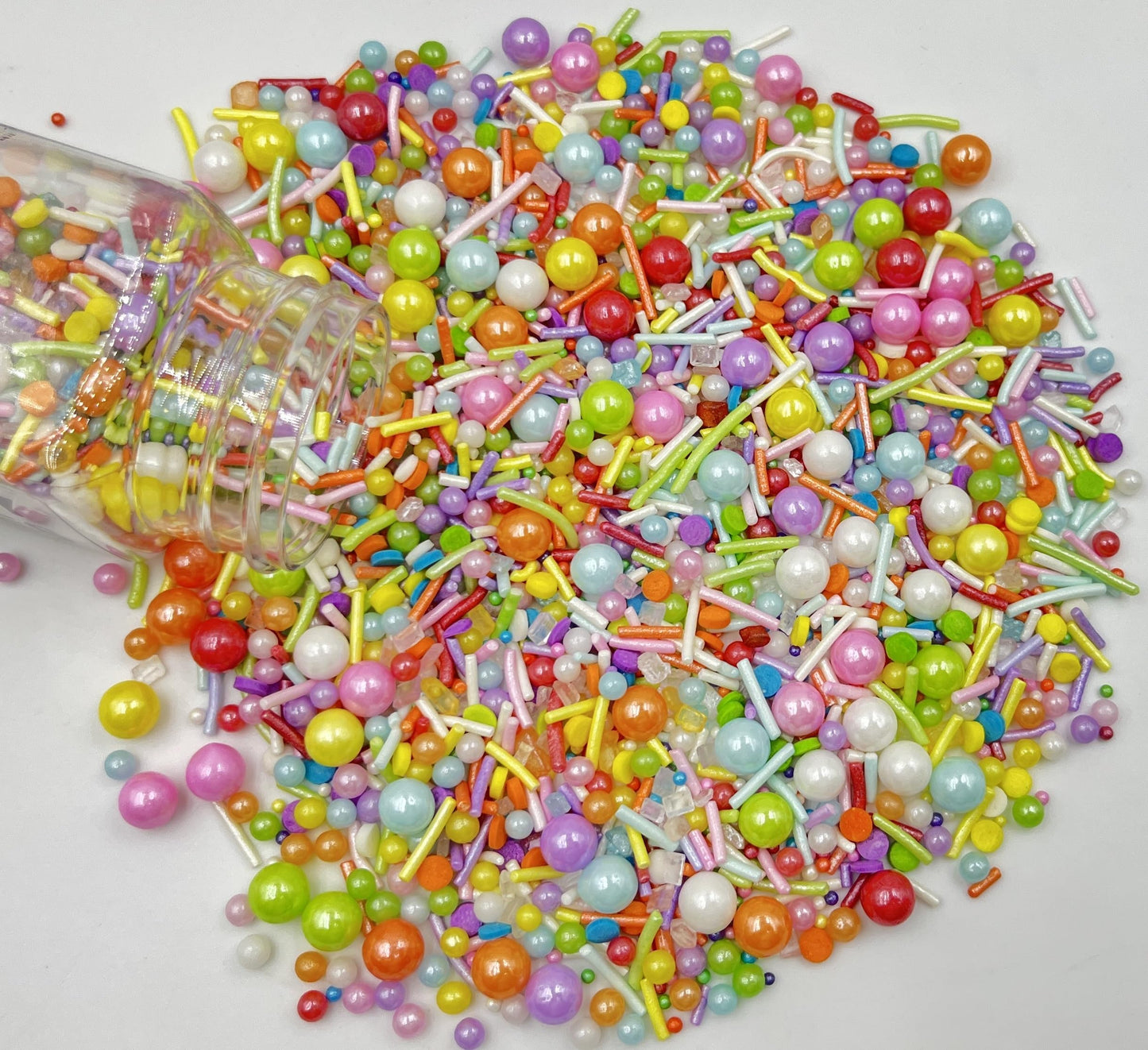 Sentovac Rainbow Jimmies And Pearls Sprinkles Mix | Edible Cake Cupcake Sprinkles 1 Bottle 3.5Oz/ 95G | For Wedding Party Baking