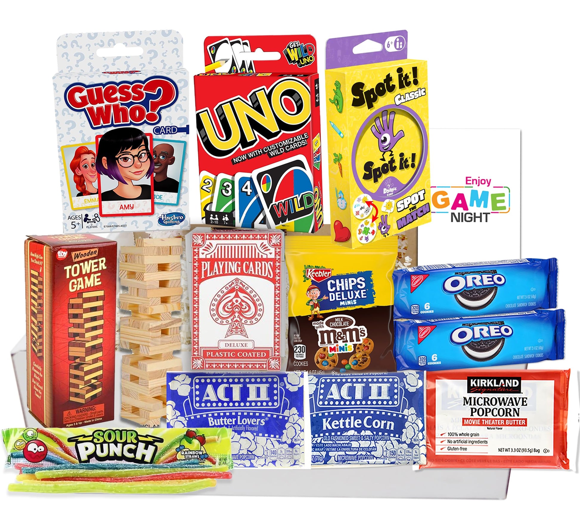 Beyond The Box Game Night Gift Basket with Playing Cards, Snacks, and Candy - 31.9 cm, Ideal for Family, Kids, Teens, and Adults