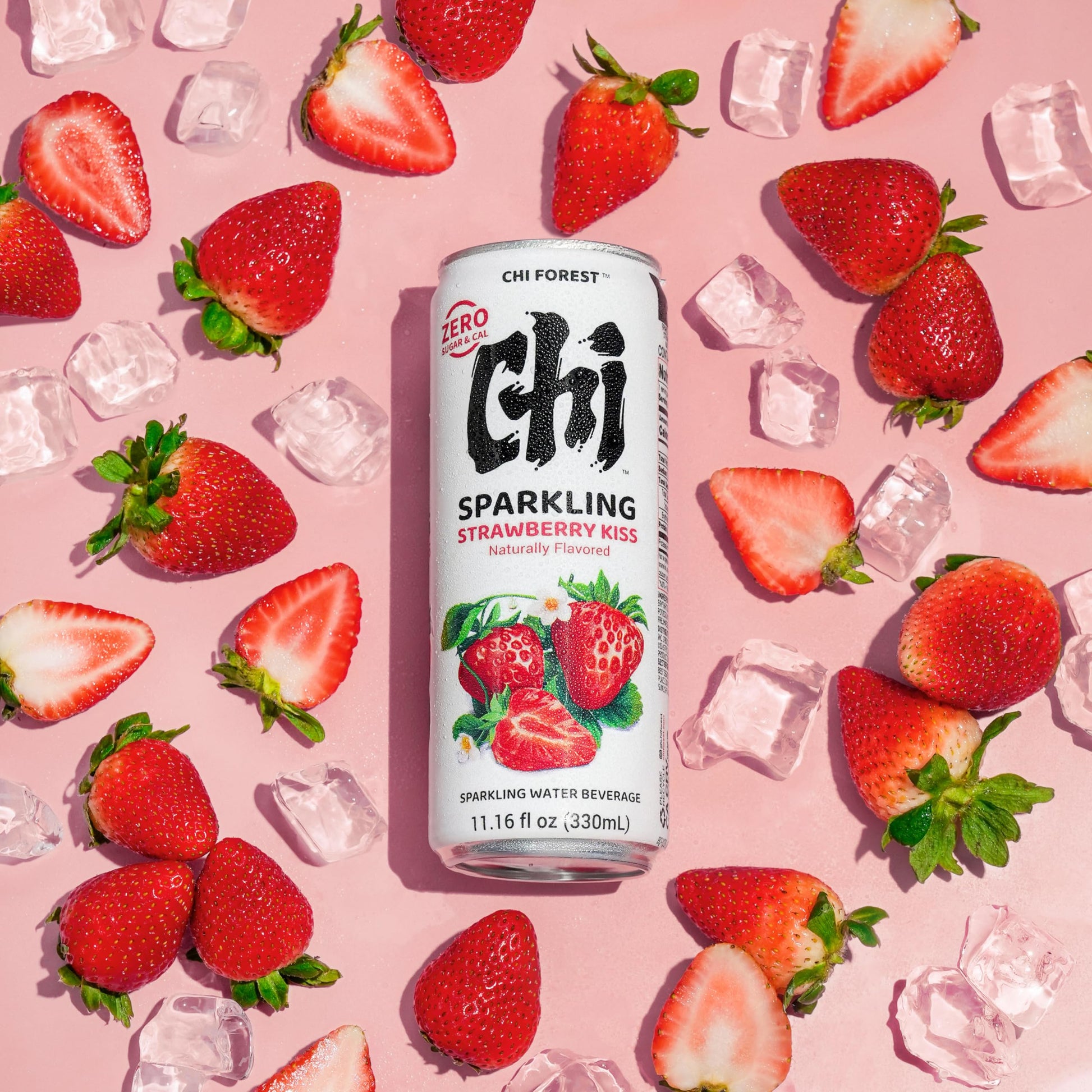 CHI FOREST Strawberry Sparkling Water Beverage  Zero Sugar Drinks  Zero Artificial Flavor  11.16 fl oz Cans (Pack of 24)
