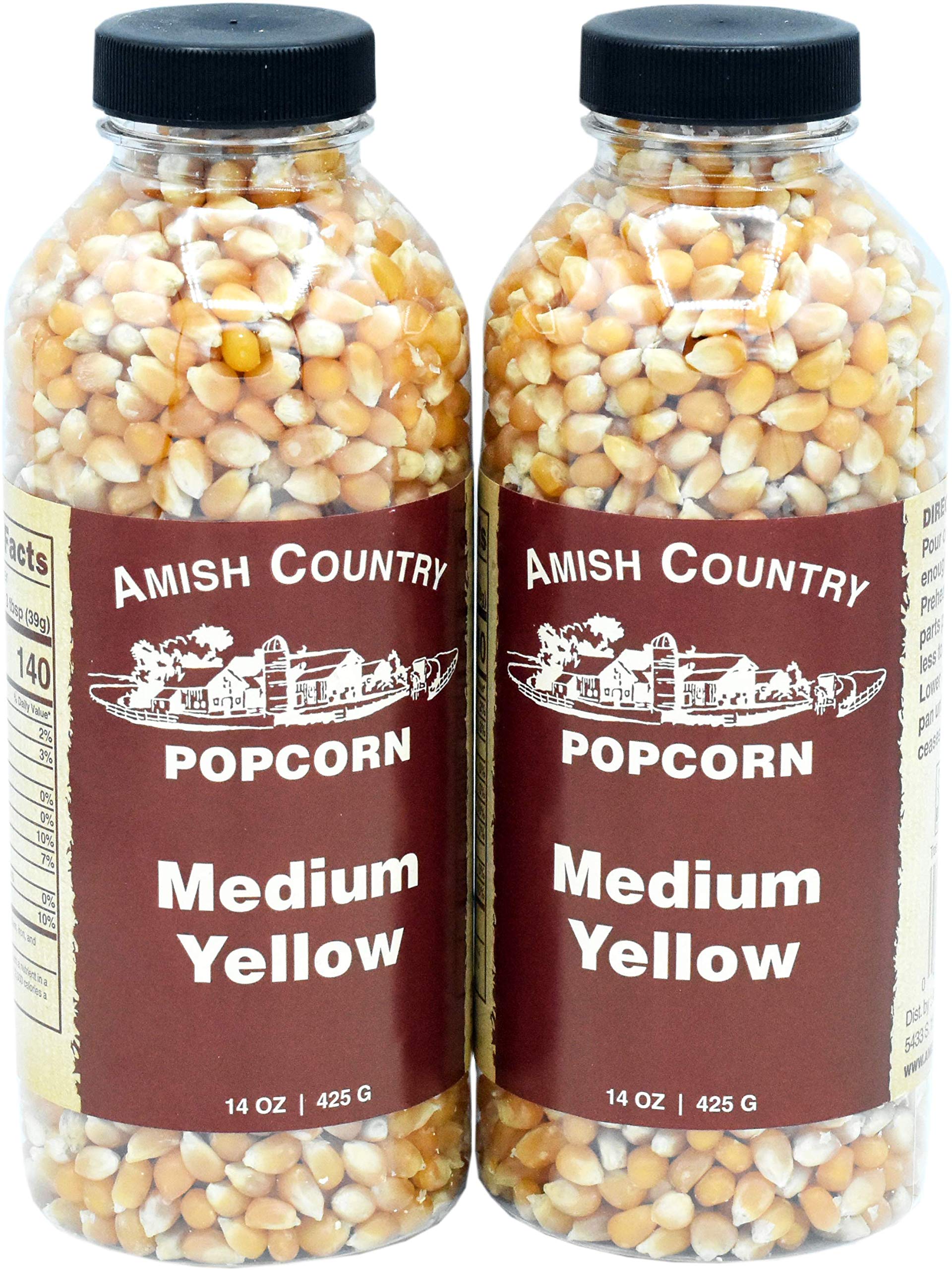 Amish Country Popcorn | 2-14 Oz Bottles | Medium Yellow Popcorn Kernels | Old Fashioned, Non-Gmo And Gluten Free (2-14 Oz Bottle
