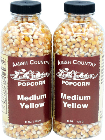 Amish Country Popcorn | 2-14 Oz Bottles | Medium Yellow Popcorn Kernels | Old Fashioned, Non-Gmo And Gluten Free (2-14 Oz Bottle