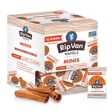 Rip Van Wafels Snickerdoodle Mini Stroopwafels - Low Carb Snacks (3g Net Carbs) - Non GMO Snack - Keto Friendly - Office Snacks 
