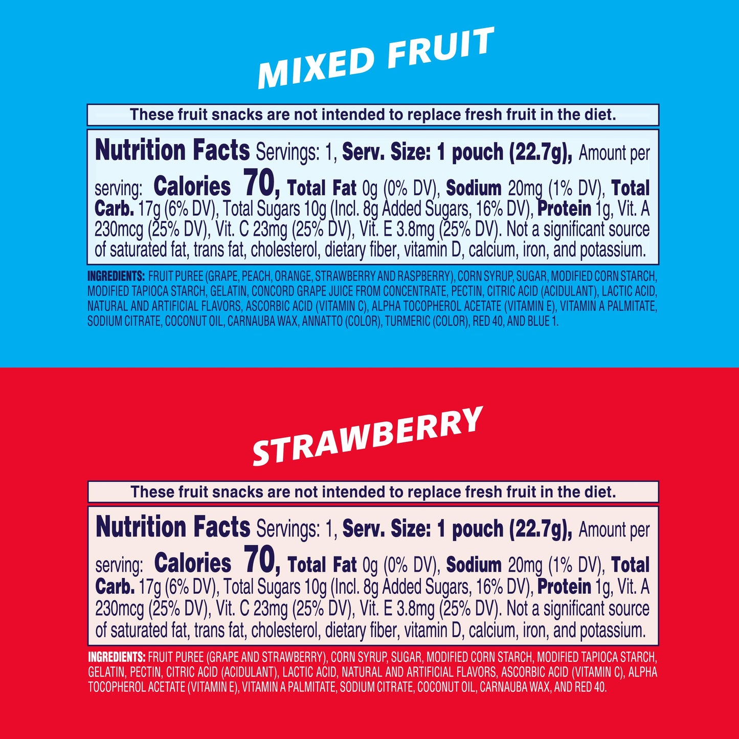 Welchs Fruit Snacks, Mixed Fruit & Strawberry Snack Box, Stocking Stuffers,Gluten Free, 0.8oz Snack Packs (Pack of 60)