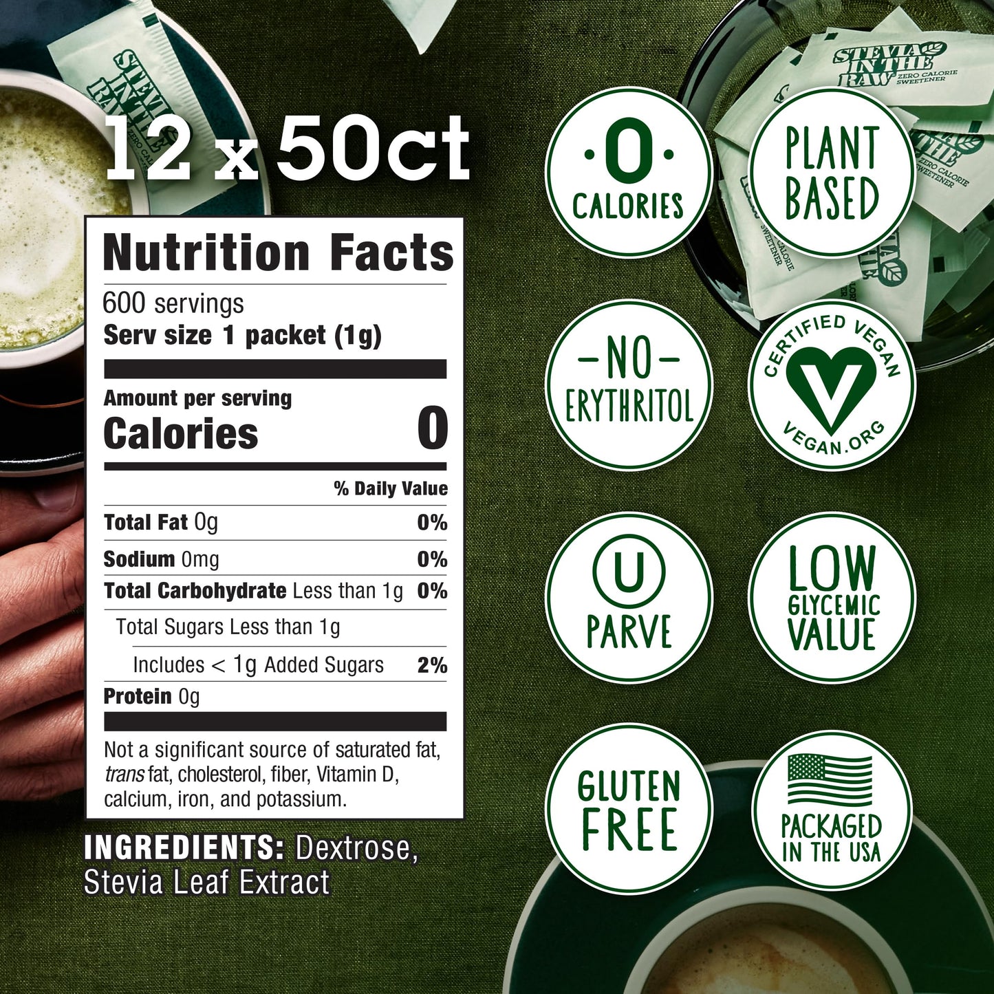Stevia In The Raw Plant Based Zero Calorie Sweetener Sugar Substitute Sugar-Free Sweetener For Coffee Hot & Cold Drinks Suitable