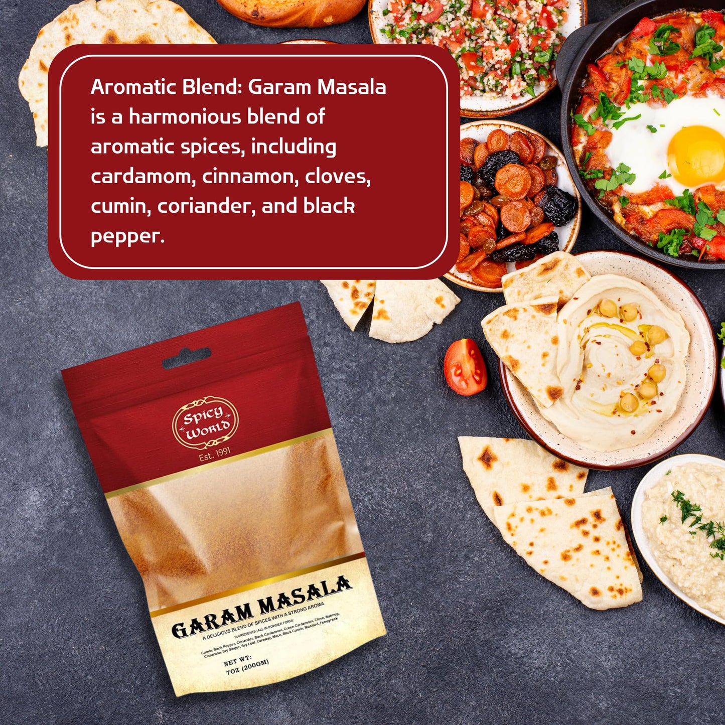 Spicy World Garam Masala Powder 7-Ounce (15 enhanced Spice Blend) | Salt Free  Vegan | Indian Origin | Garam Masala Spice Powder