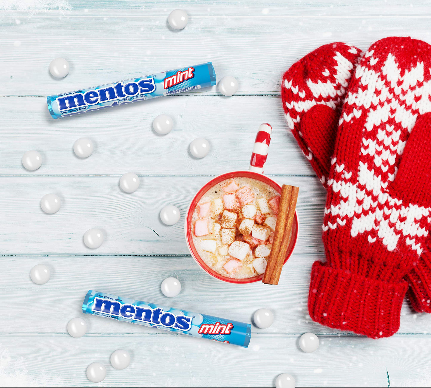 Mentos Chewy Candy Mint Roll, Holiday Christmas Stocking Stuffers For Adults & Kids, Non-Melting, 14 Count (Bulk Pack Of 6)