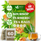 FreshDrinkUS  enhanced 60 Soursop Turmeric Tea Bags  100% Natural  Blend of Soursop Leaves  and Turmeric Root. Made with Natural Material Tea Bags. No Sugar  Vegan.