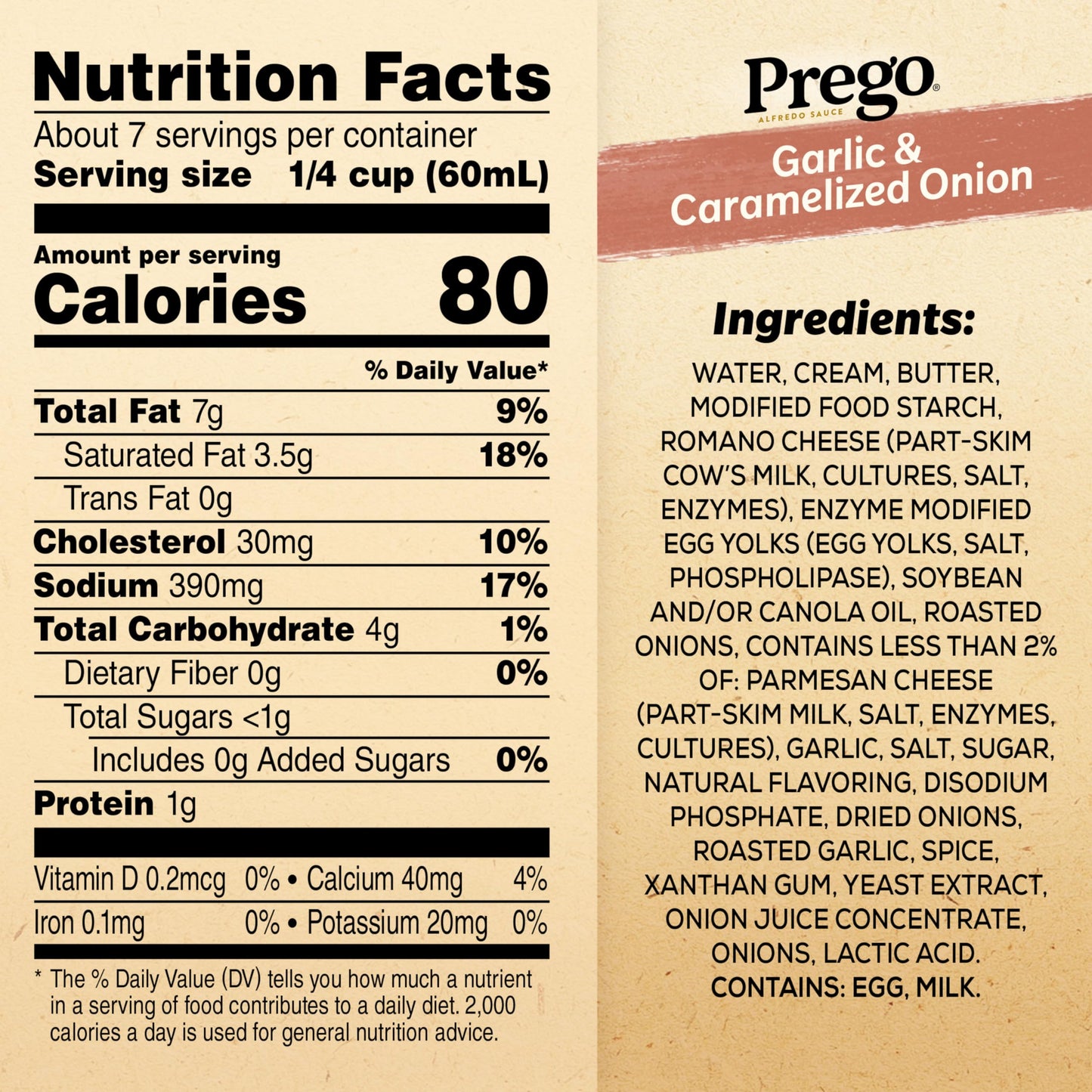 Prego Garlic And Caramelized Onion Alfredo Pasta Sauce, 14.5 Oz Jar