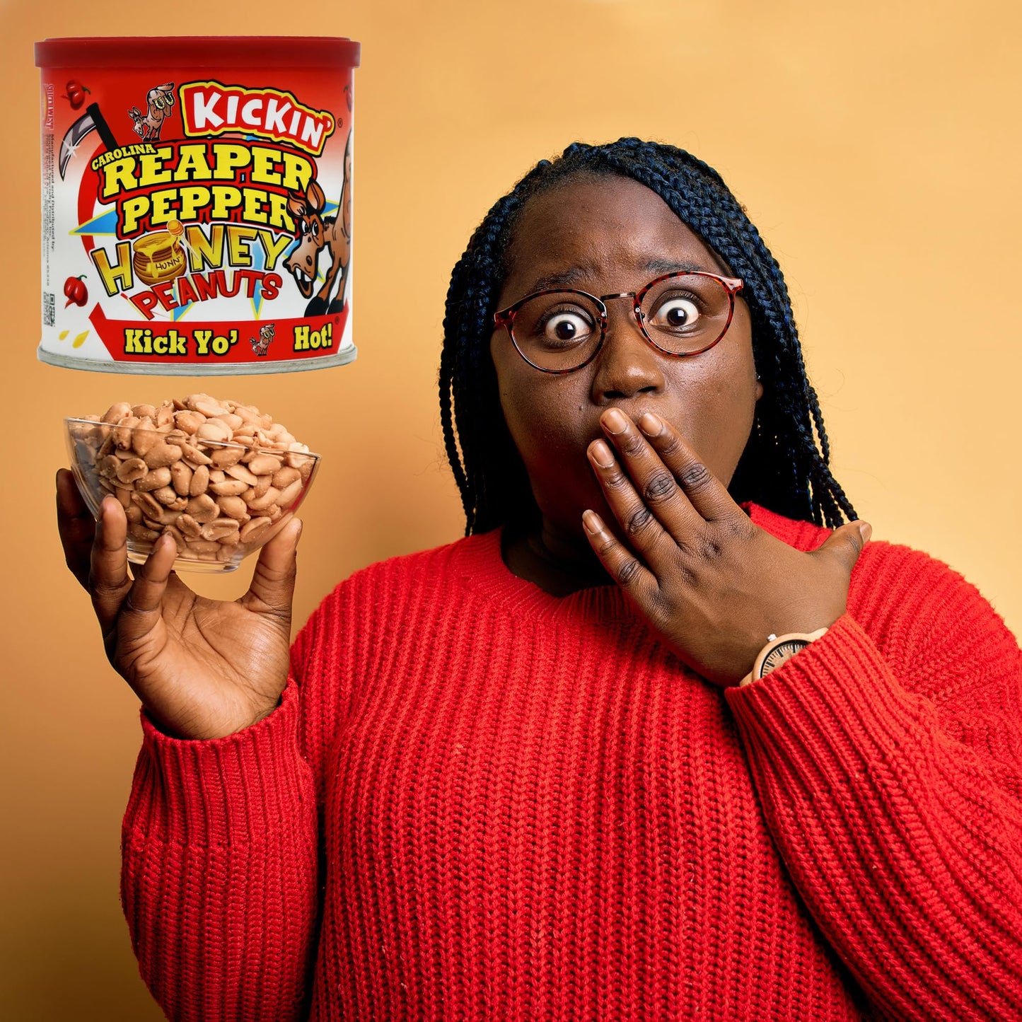 Roasted Spicy Hot Peanuts - 4.25 oz - Ultimate Spicy Gourmet Gift Peanuts - Try if you dare! (Carolina Reaper)