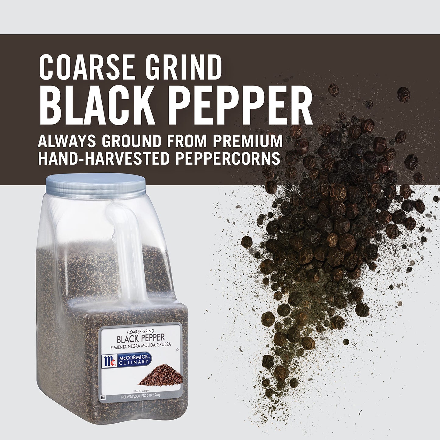 McCormick Culinary Coarse Grind Black Pepper, 5 lb - Five Pound Container of Coarse Ground Black Pepper with Woody Flavor, Best