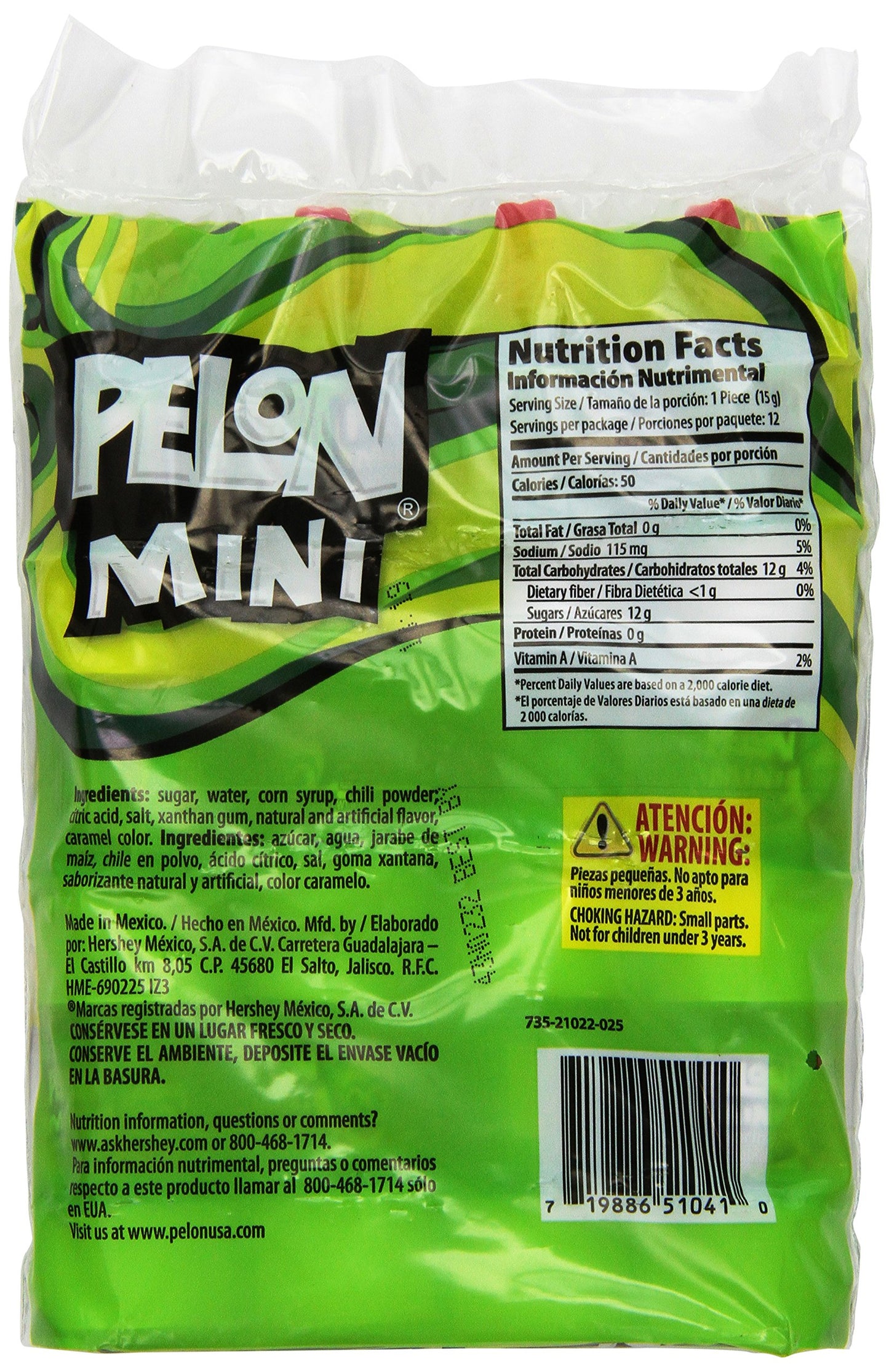 Mini Pelon Pelo Rico Tamarind Push Up Candy, 12-Count, 6.3-Ounce Bag