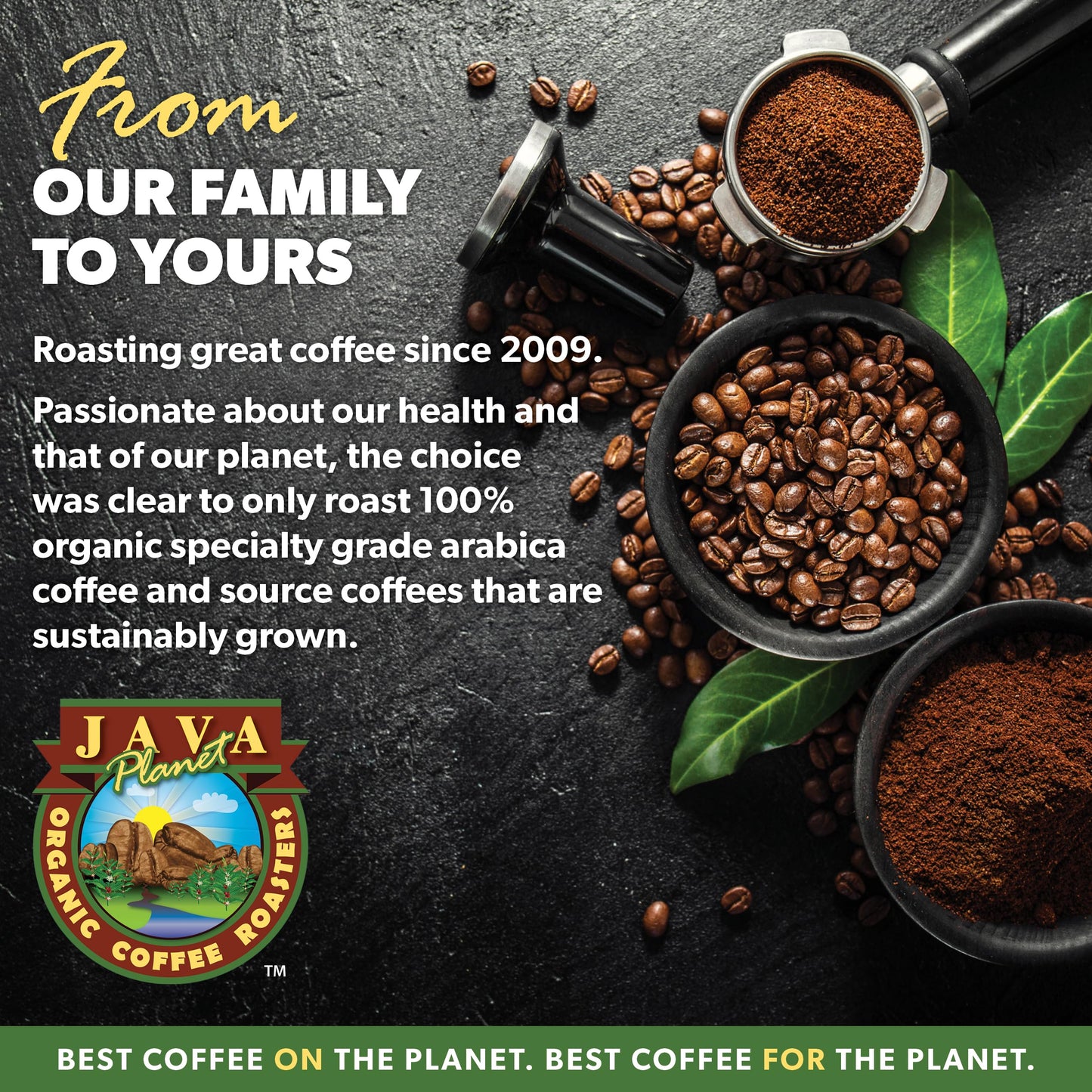 Java Planet Organic, Espresso Blend, Smooth Full Flavored Organic Coffee Beans, Low Acid, Whole Bean Coffee, 1Lb Bag