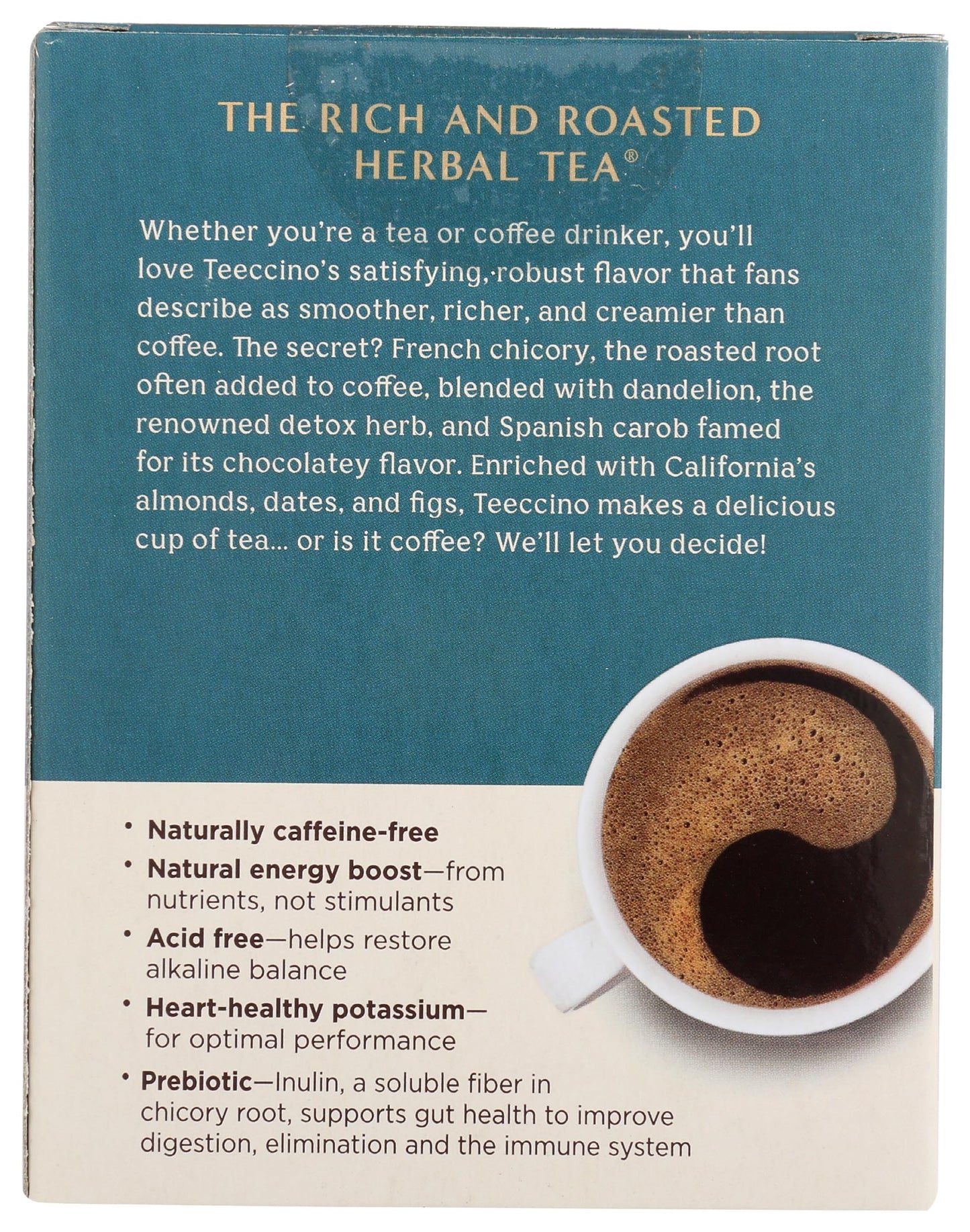 Teeccino Dandelion Caramel Nut Tea - Caffeine Free Herbal Tea, 10 Count, Gluten Free, Model 72346015