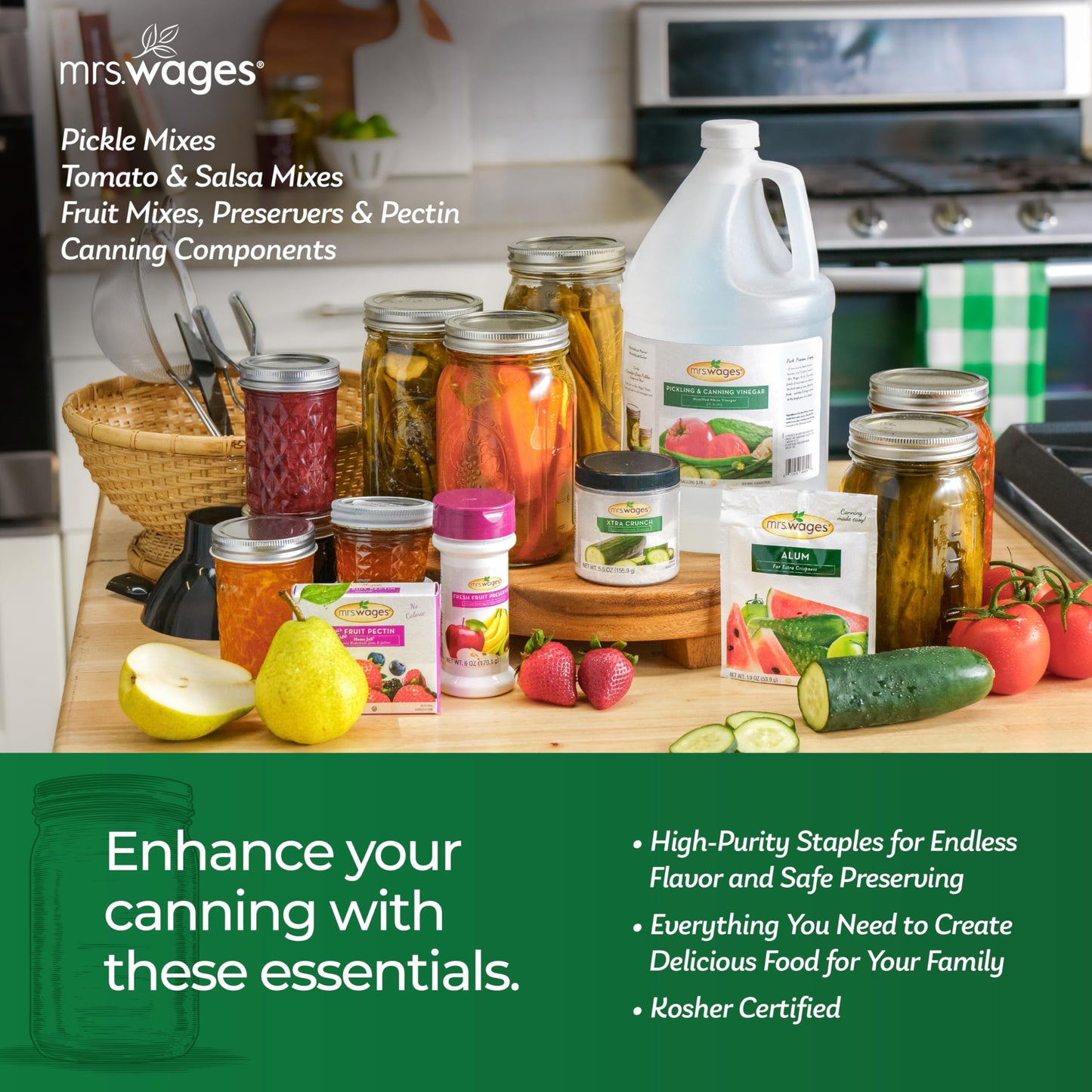 Mrs. Wages Pickling and Canning Salt, Easy-To-Use, Clear Canning Brine, No Artificial Flavor or Color, 3 lb Resealable Pouch (Va