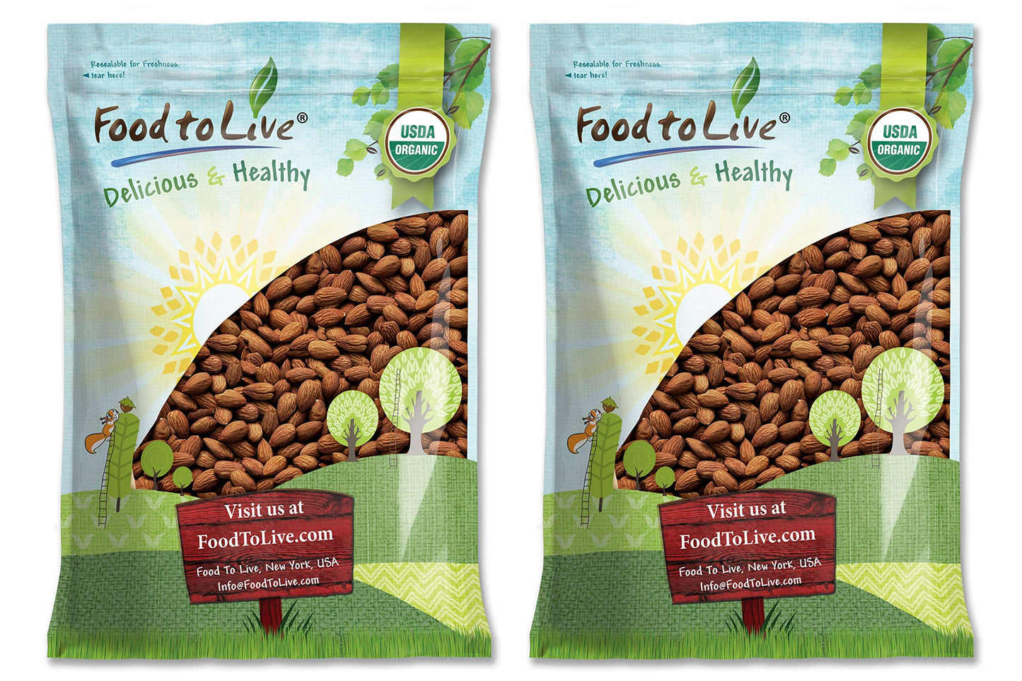 Food to Live Organic Dry Roasted Almonds, 16 Pounds - Non-GMO, Unsalted, Vegan, Keto, Paleo, Kosher, Bulk, High in Protein, Diet