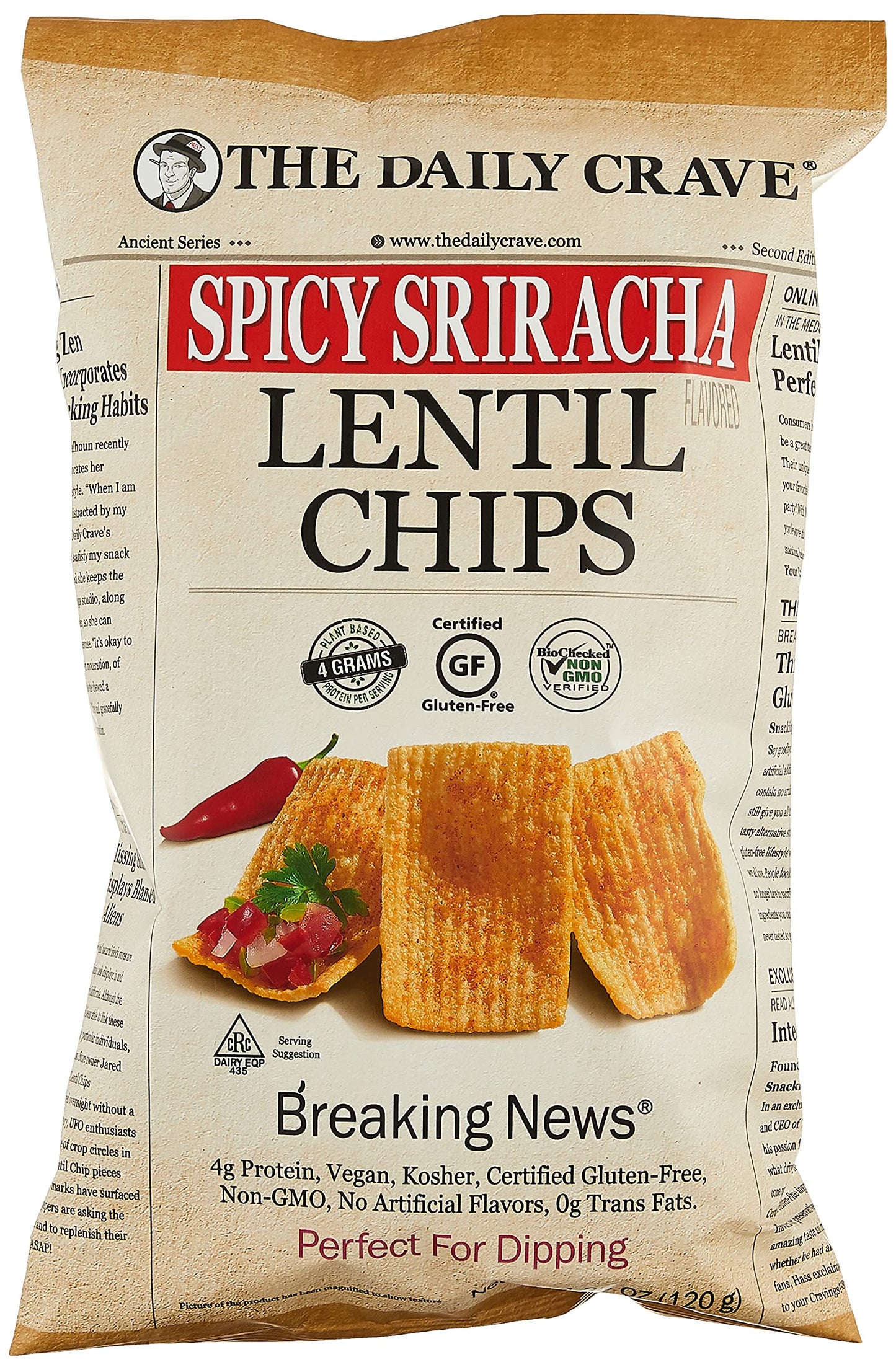 The Daily Crave Chip Lentil Spicy Srirach 5Oz