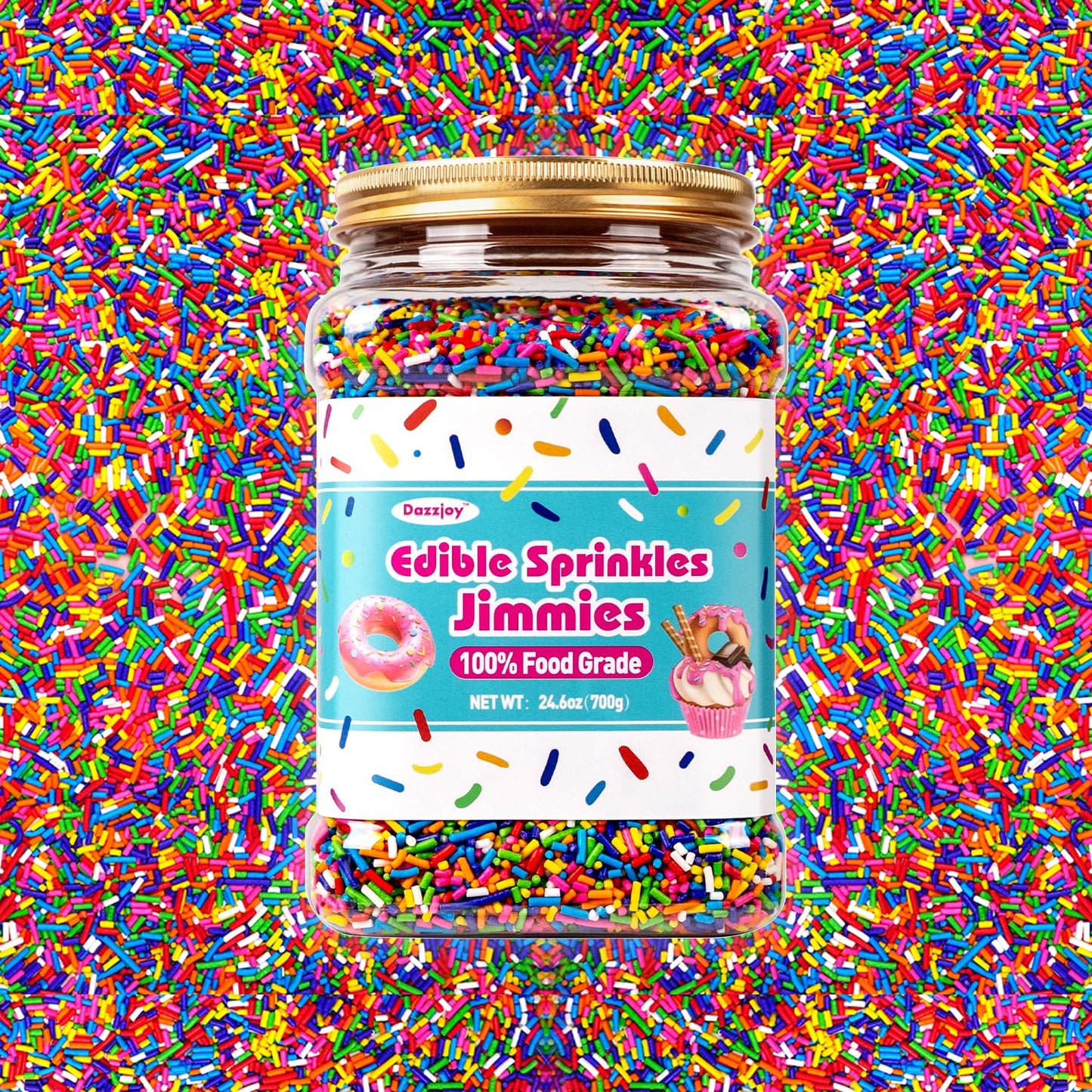 Edible Rainbow Jimmies Sprinkles, Cupcake Decorations, Cake Toppers and Cake Decorations, Donut, Ice Cream, Wedding Party Valent
