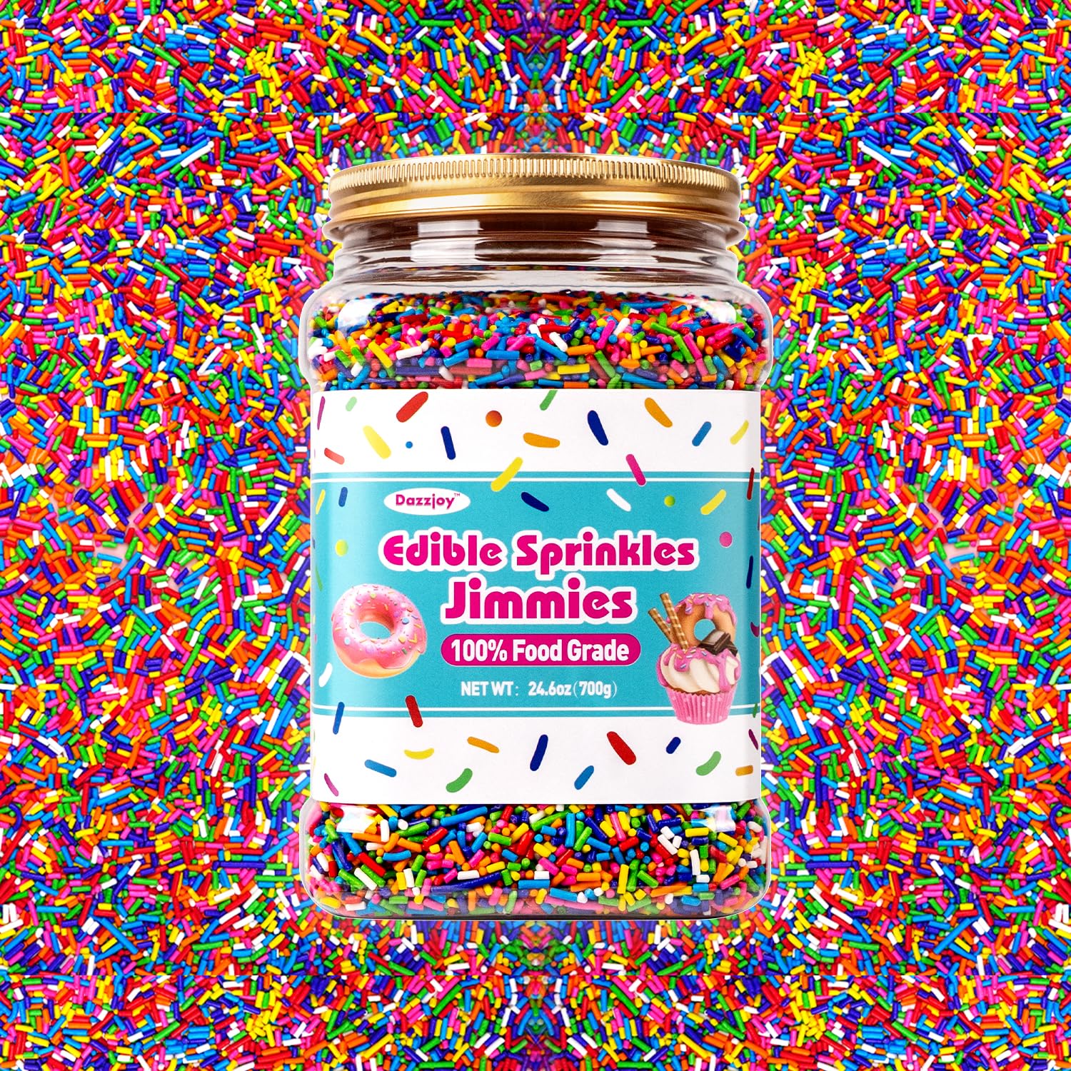 Edible Rainbow Jimmies Sprinkles, Cupcake Decorations, Cake Toppers and Cake Decorations, Donut, Ice Cream, Wedding Party Valent