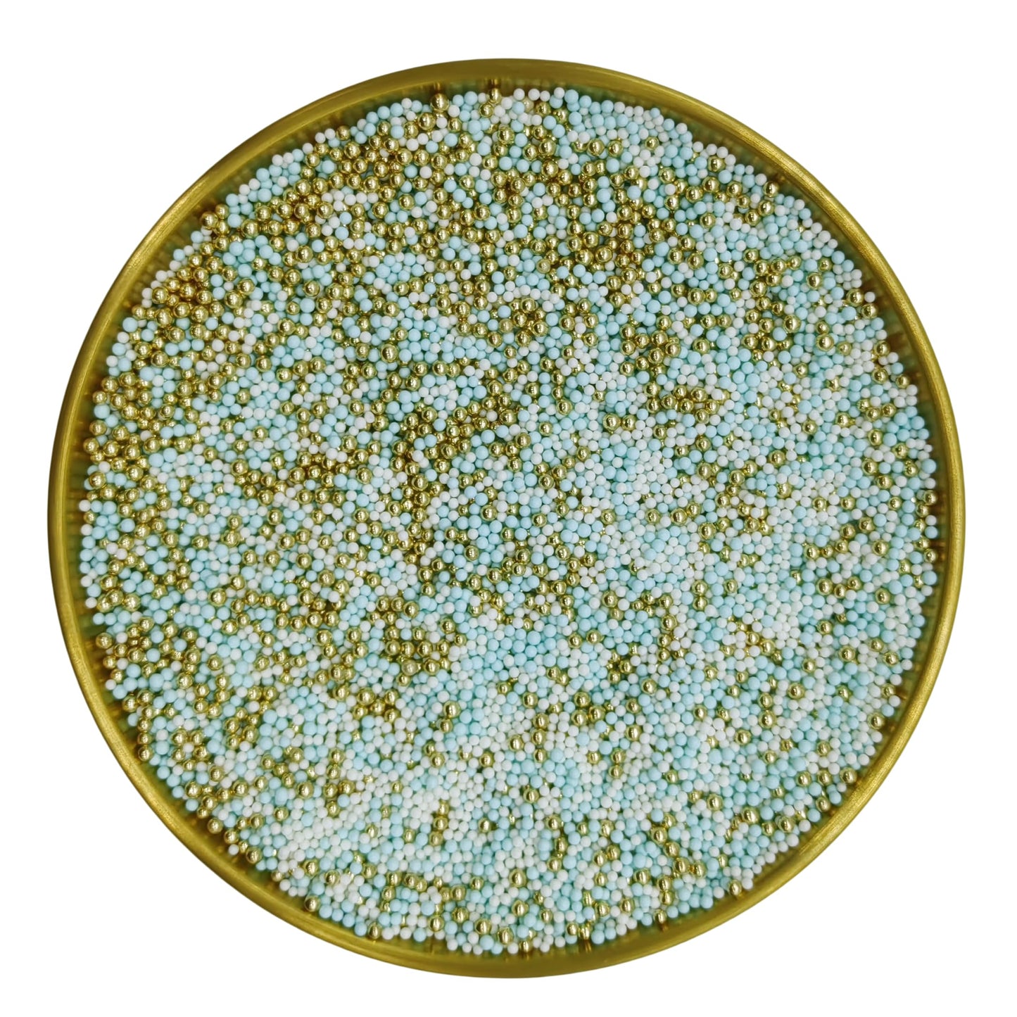 Edible Blue & White & Super Gold Pearl Sugar Sprinkles Candy 2Mm Mini Pearls Cake Decorations Cupcake Toppers Cookie Decorating