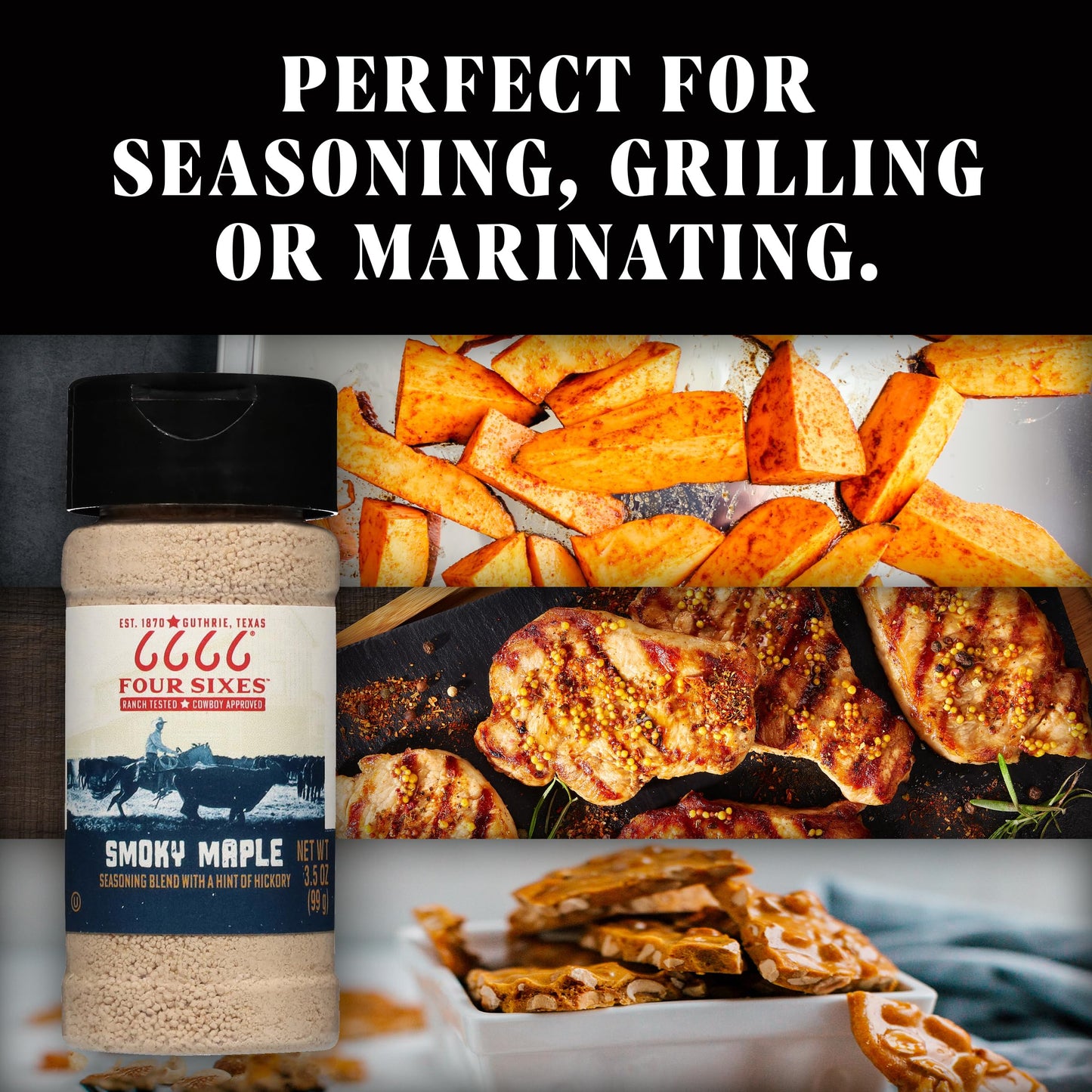 6666 Four Sixes Smoky Maple Seasoning  3.5 Ounce