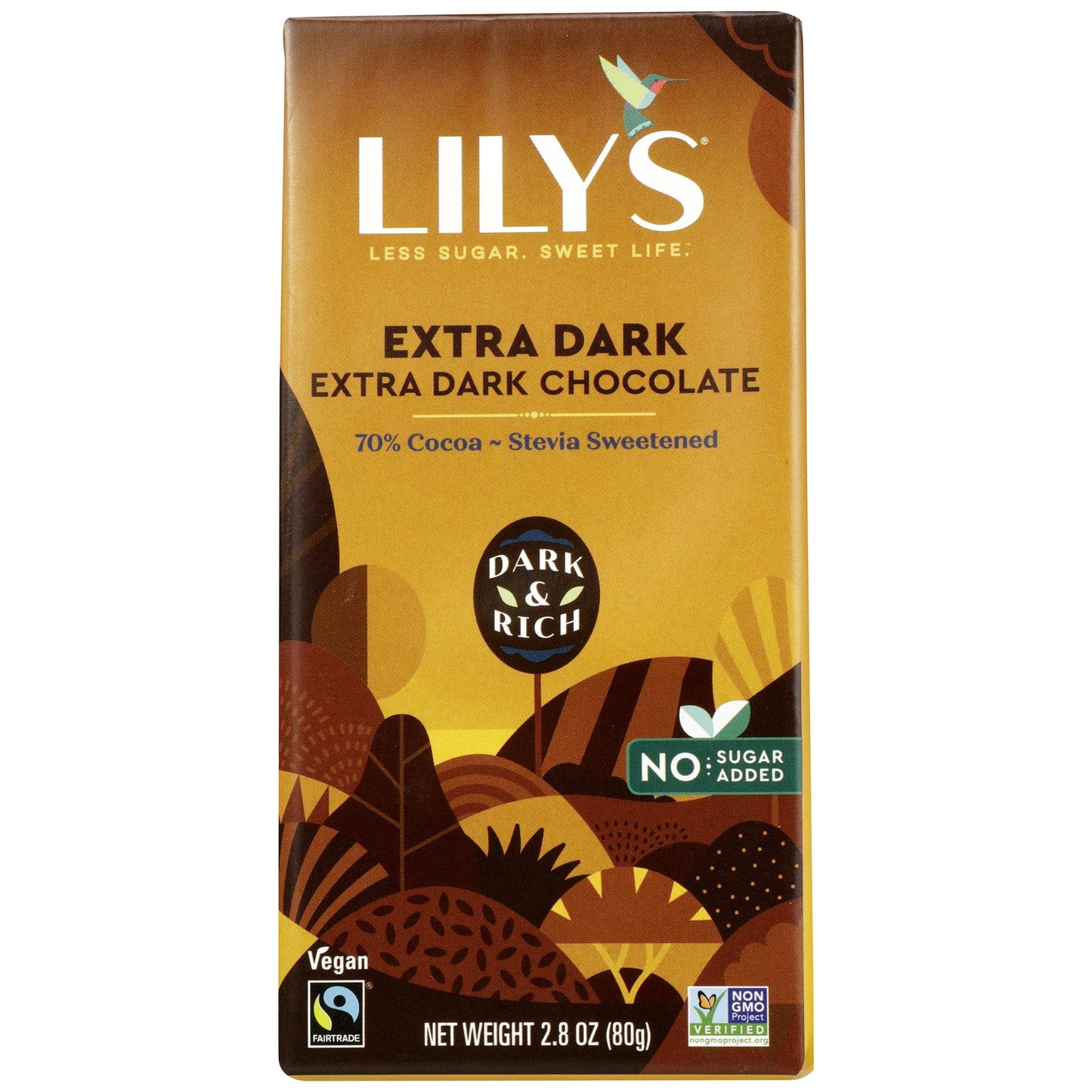 Lilys Sweets, 70% Cocoa Extra Dark Chocolate Bar, 2.8 Ounce