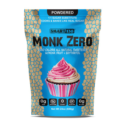 Monk Zero - Powdered Monk Fruit Sweetener, Non-Glycemic, Keto Approved, Zero Calories, 1:1 Confectioner Sugar Substitute (Powder